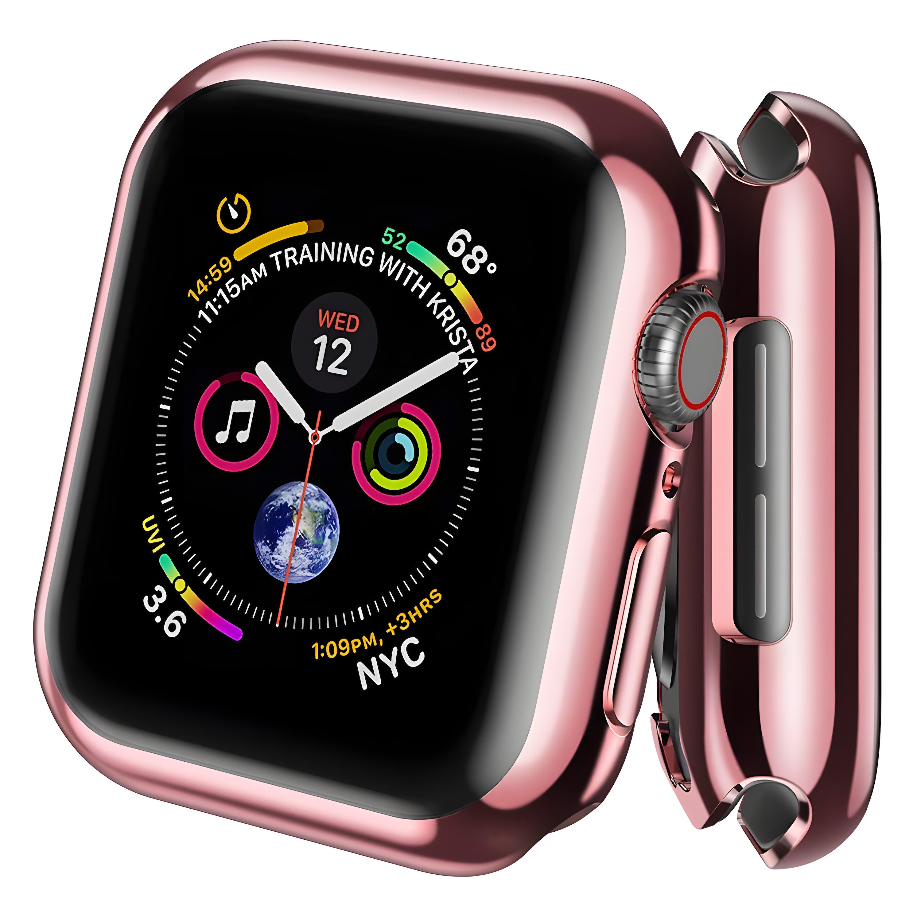 AVANA Smartwatch-Hülle für Apple Watch Series 6 5 4 SE 40mm / 44mm Hülle Schutzhülle Case 360, Full-Cover, Displayschutz, Rosé