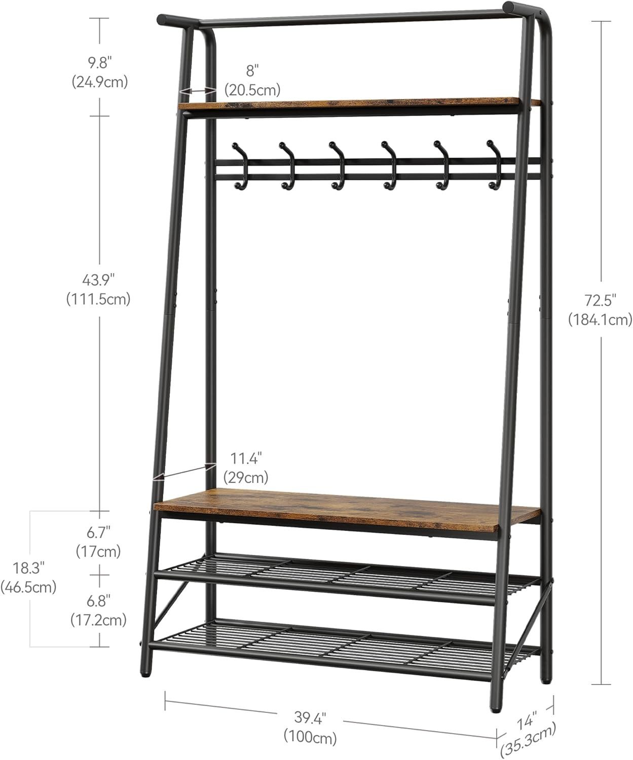 GarveeMore Garderobenständer Garderobe mit Schuhbank 4-In-1 günstig online kaufen