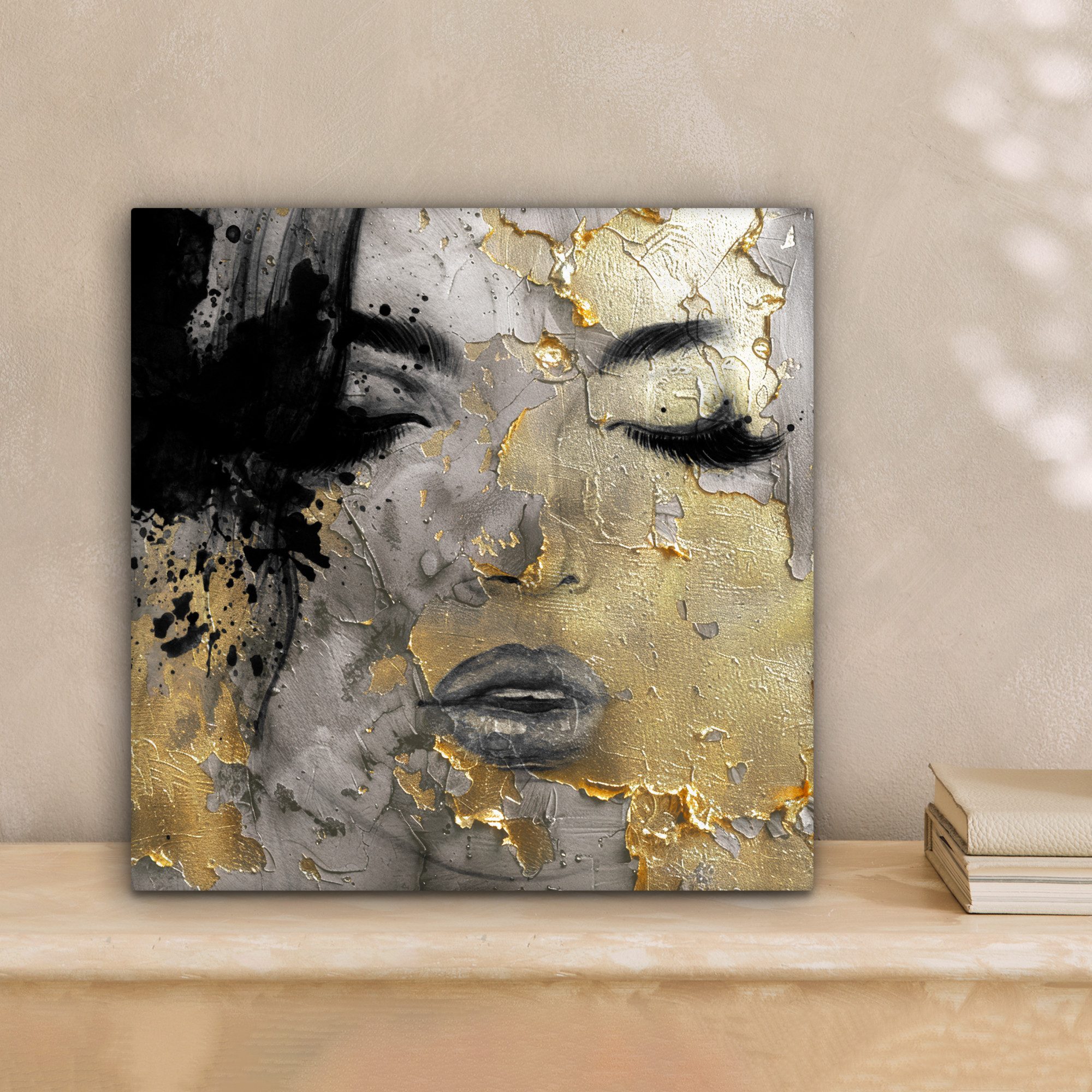 OneMillionCanvasses® Leinwandbild Frau - Kunst - Gold - Schwarz, Fotodruck günstig online kaufen