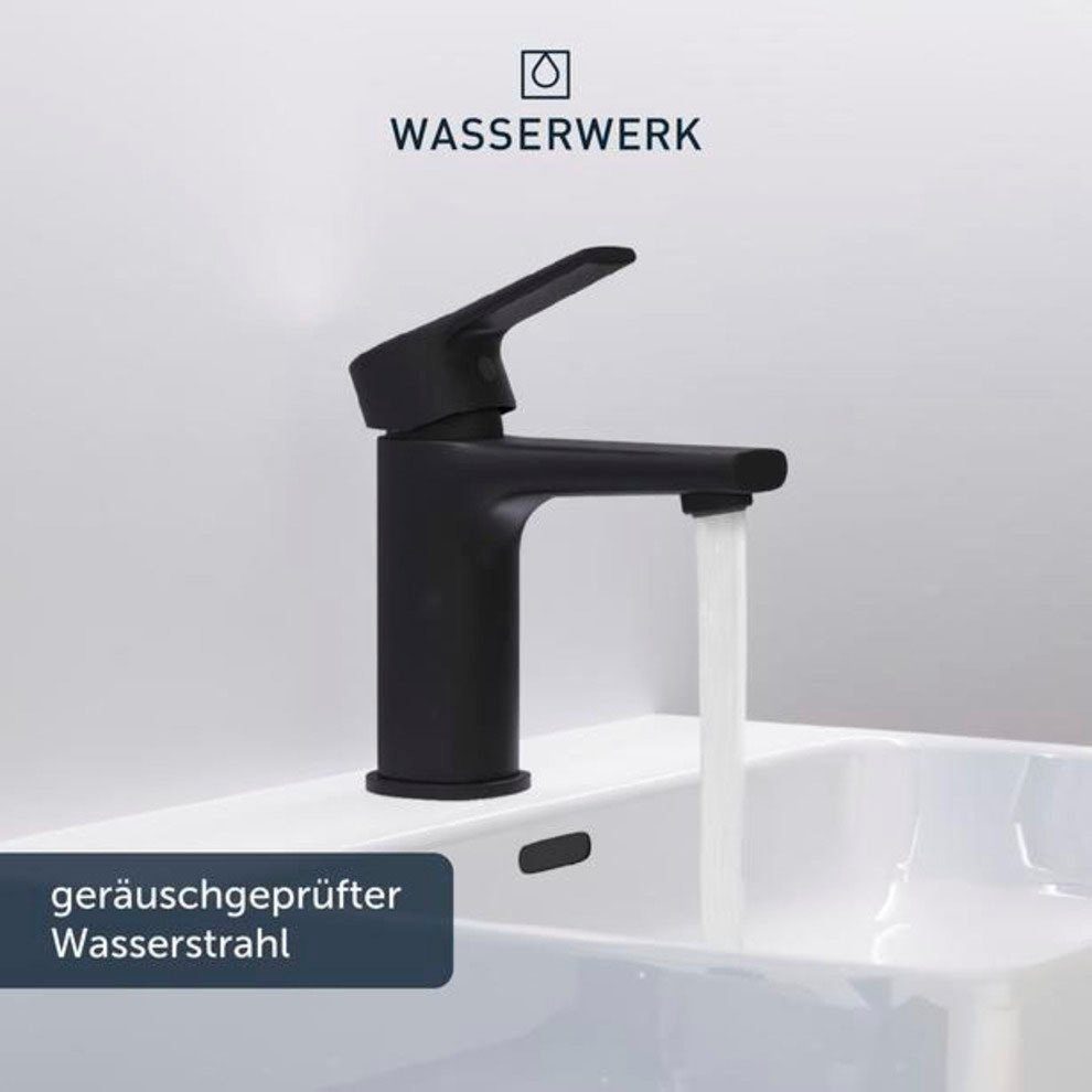 Waschtischarmatur Schwarz Popup, matt WT inkl. 13 WASSERWERK wassersparend