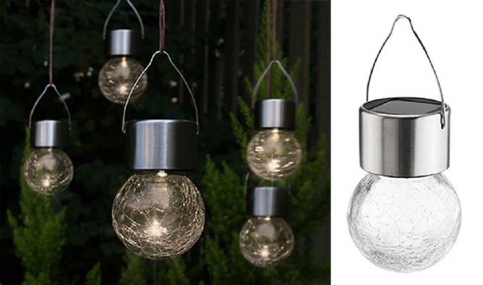 Haushalt International LED Solarleuchte Gartenleuchte 5er Set, LED fest integriert, in Bruchglasoptik