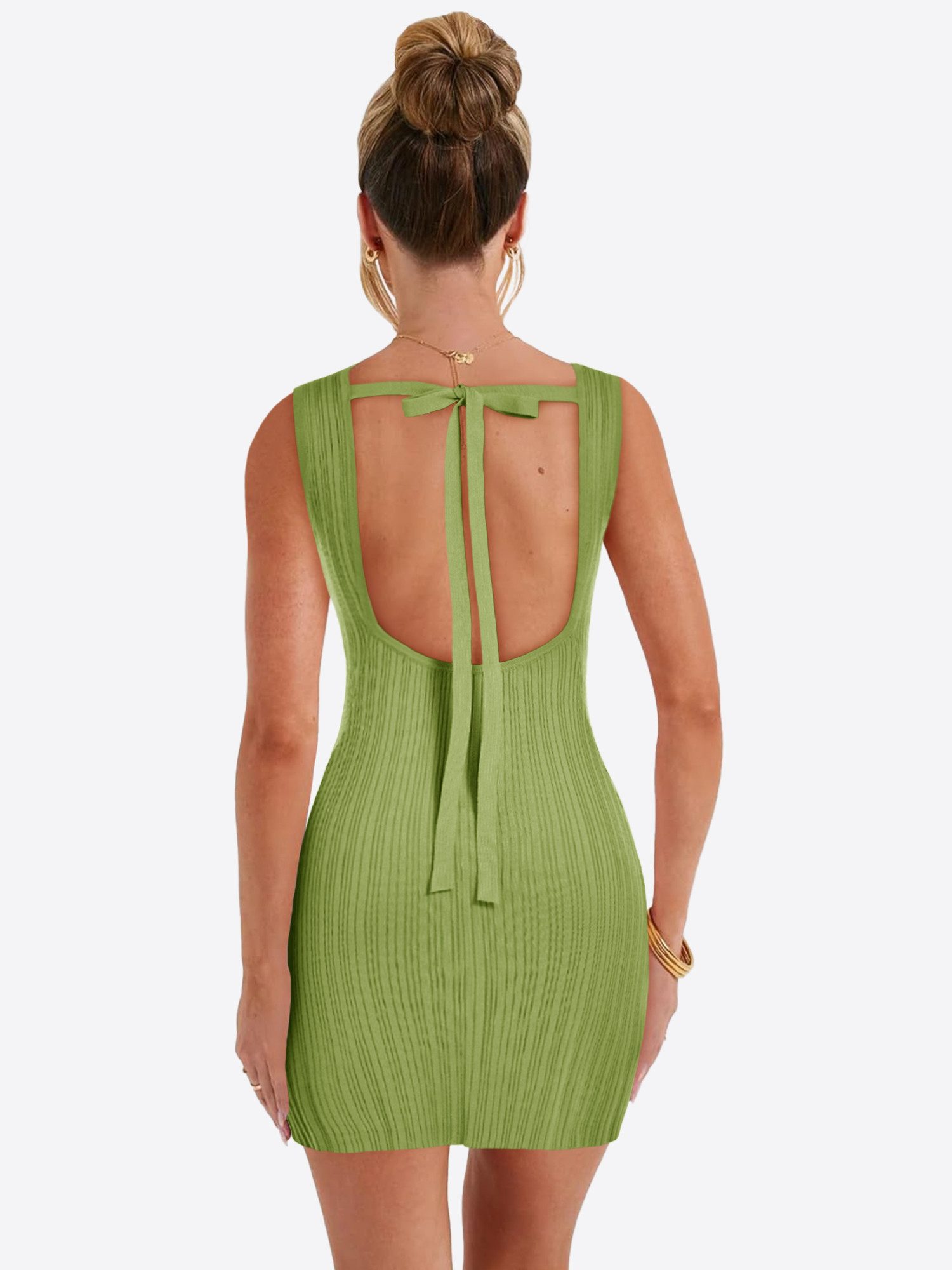 Imily Bela Strickkleid Damen Rückenfreies Schlankes Minikleid (Packung, 1-tlg., 1per-Pack) Ärmelloses