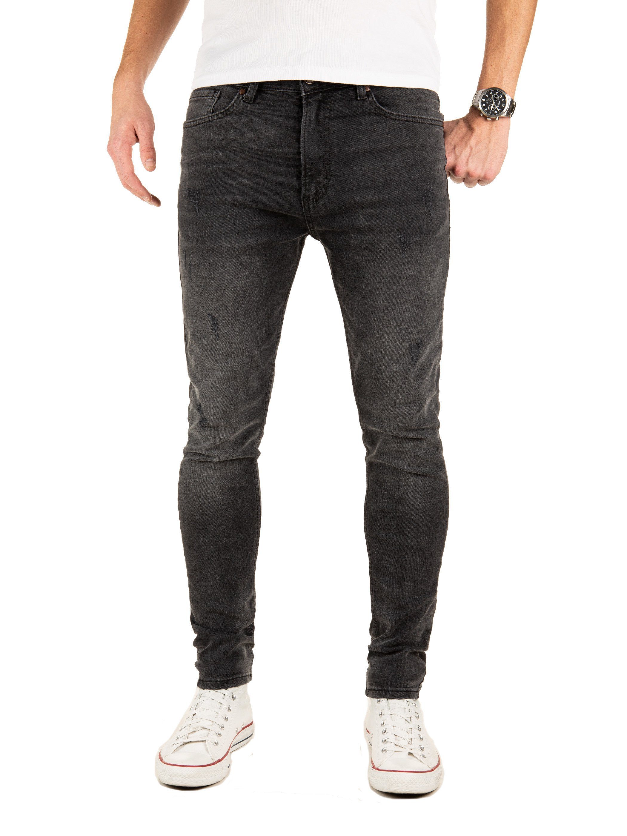 Pittman Slim-fit-Jeans PITTMAN - Jeans Sexey mit Stretch-Anteil Schwarz (asphalt 190201)