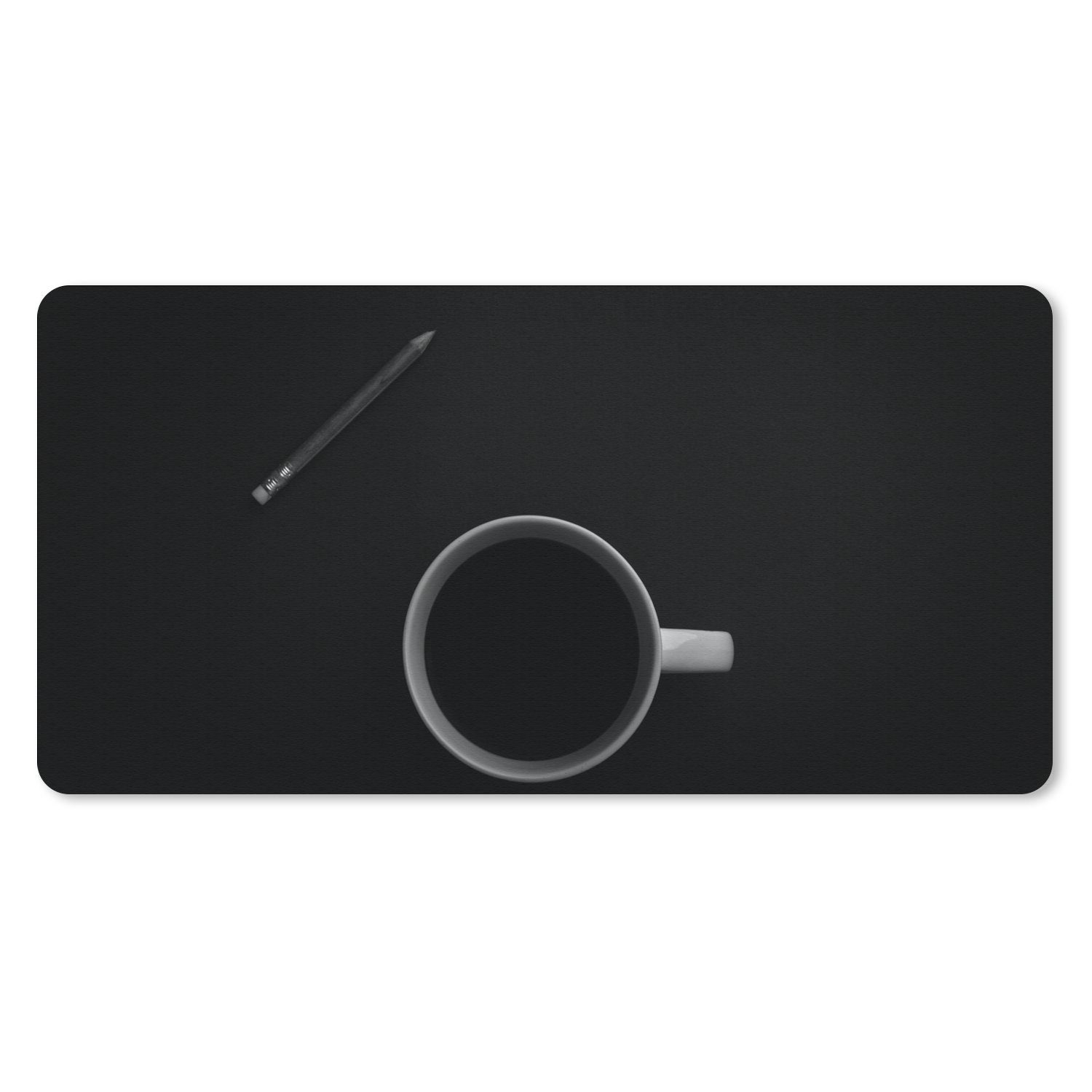 MuchoWow Mauspad Bleistift - Becher - Schwarz - Weiß Pad (1-St), Mousepad Computer Mousepads - Maus Mat - Pad - Mausunterlage
