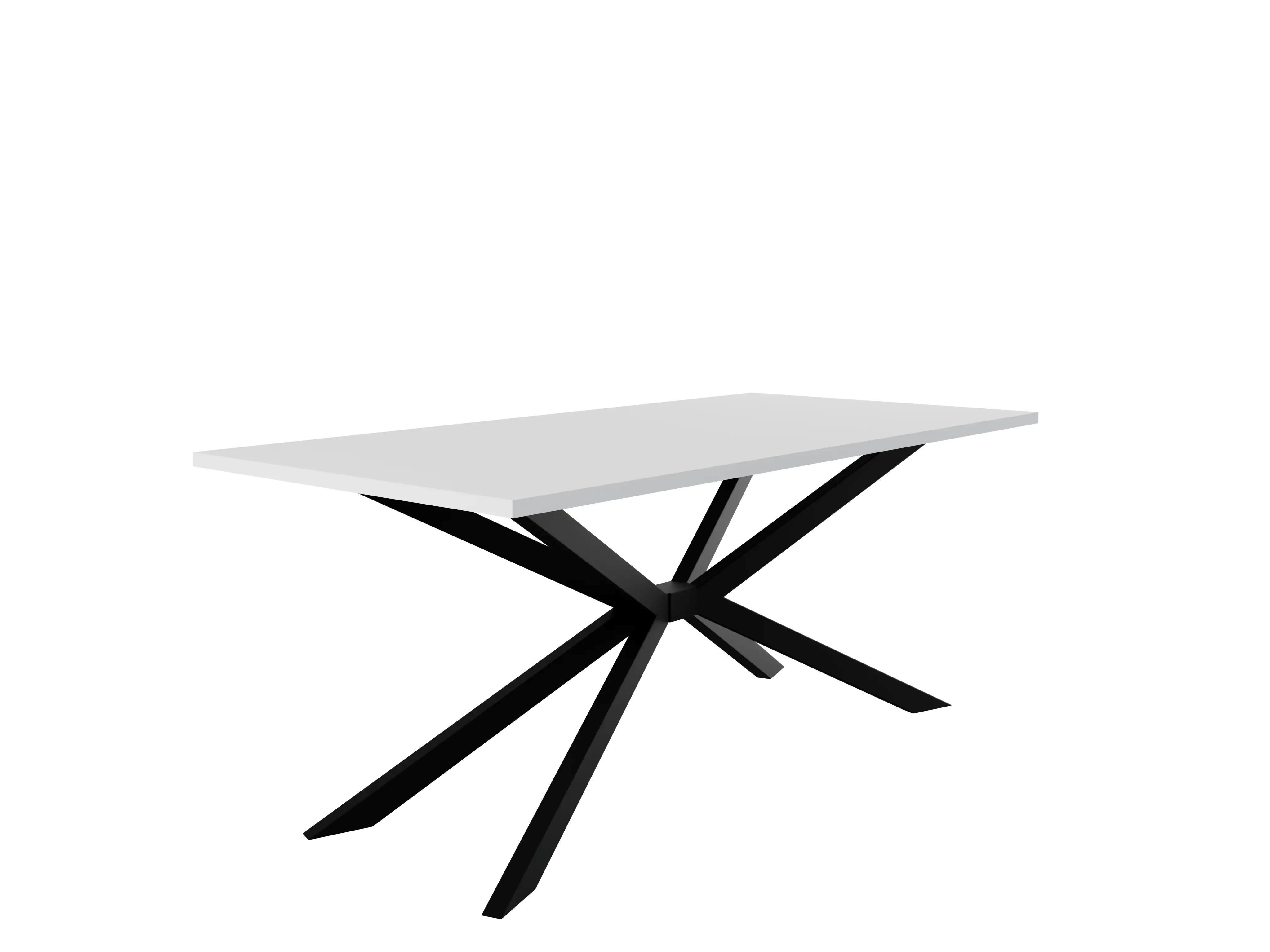 COMBO Esstisch 185x90cm Weiß Schwarze Metallbeine Esszimmer modern (Tischplatte 28mm laminiert 4 Beine Profil 80x40mm), Kratzfest pflegeleicht stabil Weiß Schwarz zeitloses Design