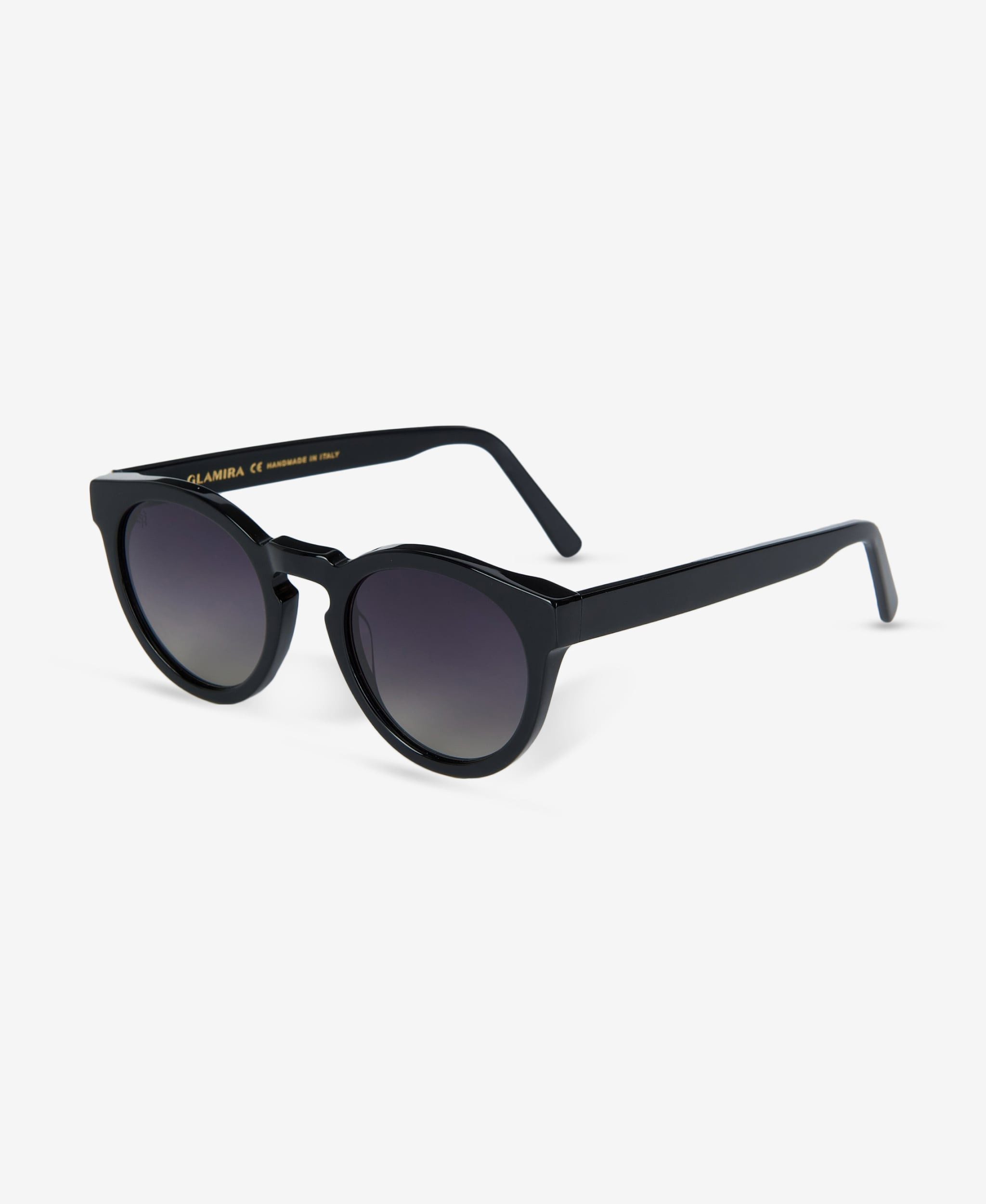 GLAMIRA Sonnenbrille Glänzend Schwarze Runde Damensonnenbrille (1-St) mit polarisierten Linsen