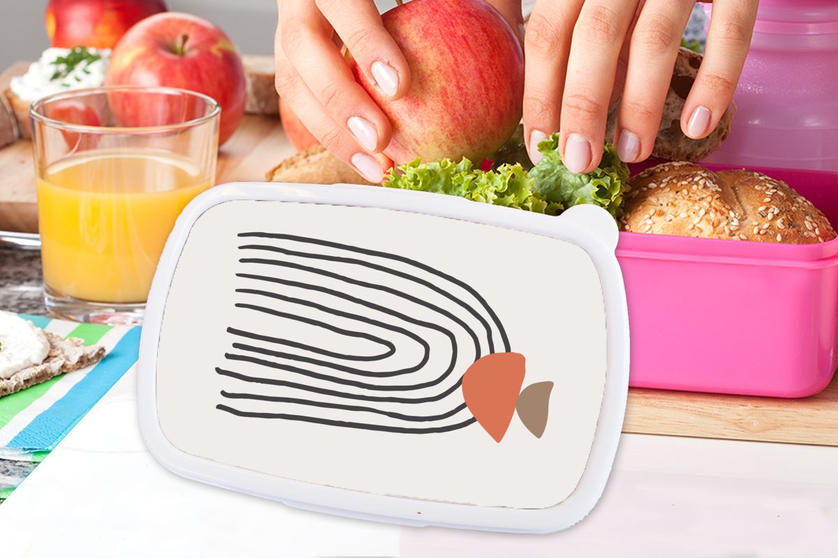 MuchoWow Lunchbox Sommer - Pastell Kunststoff, (2-tlg), Kunststoff Kinder, Mädchen, Brotbox Brotdose für Schwarz, rosa Snackbox, - Erwachsene