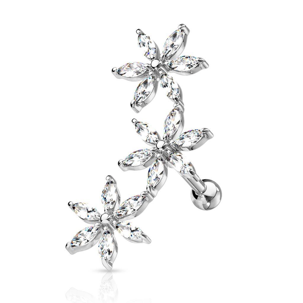 Order & Smile Schmuck Piercing-Set Helix Piercing Barbell Blumen, pflegeleicht