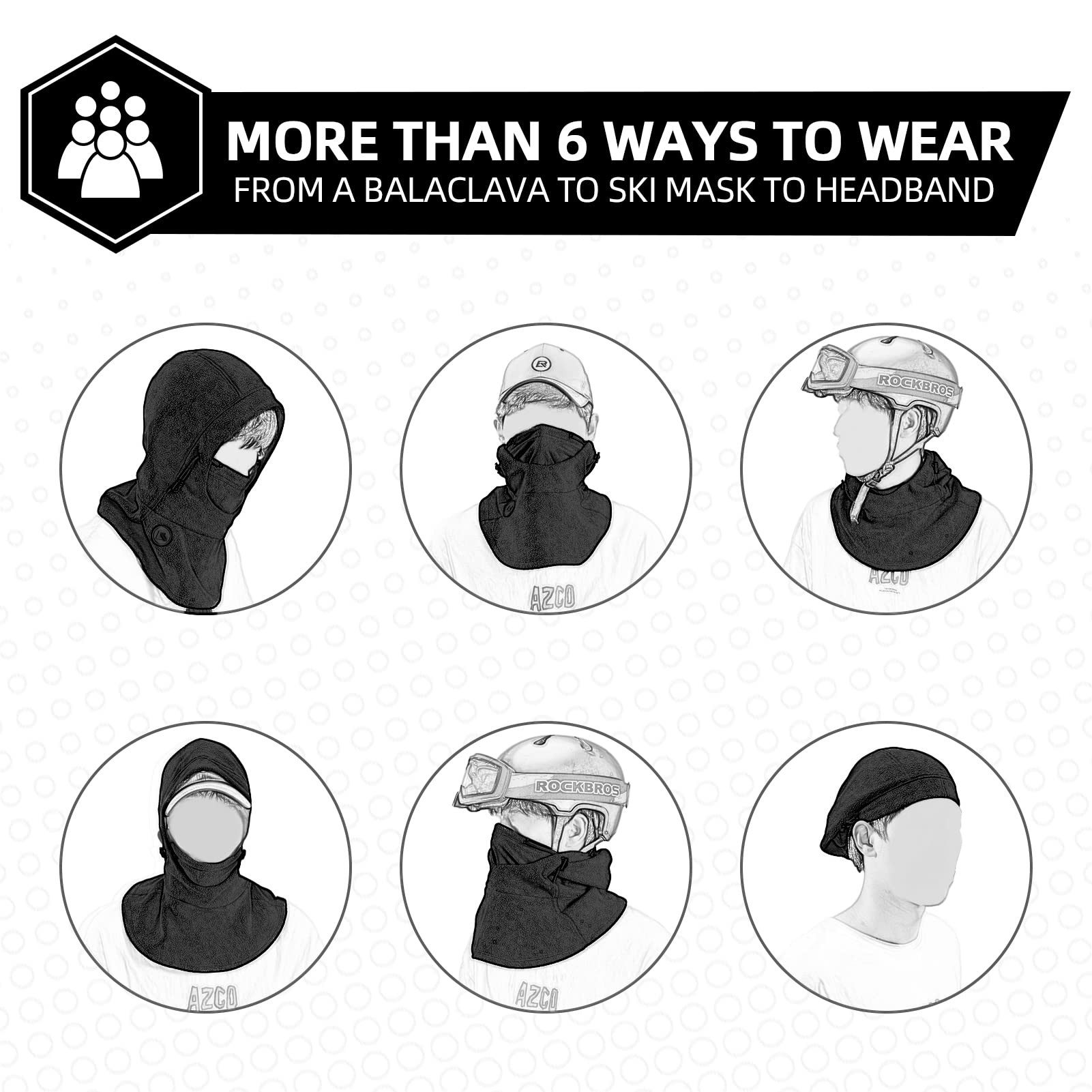 ROCKBROS Sturmhaube Gesichtshaube Balaclava Winter Warm Skimaske für Outdoorsports Mehrere Tragemethoden