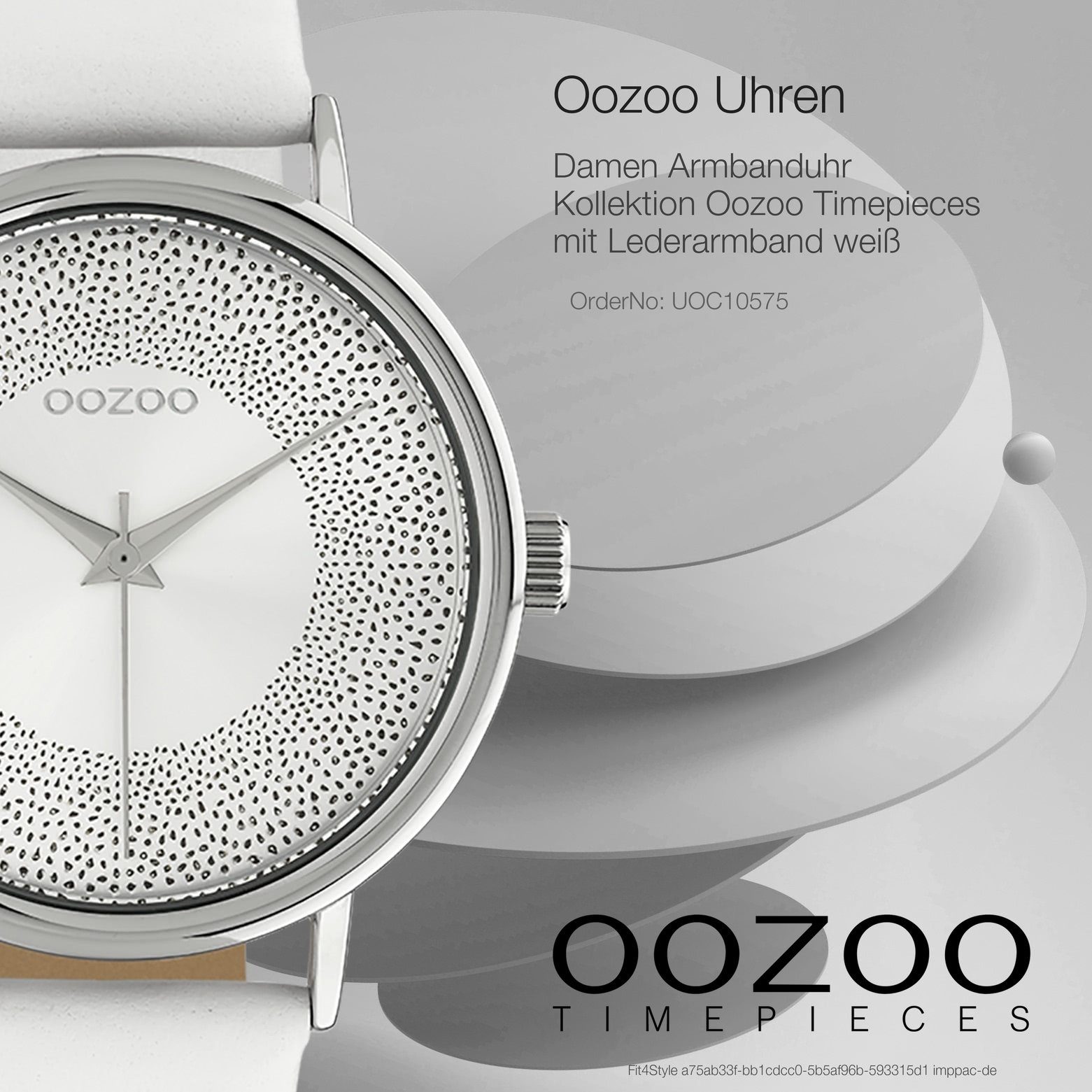 42mm) groß Lederarmband, rund, Oozoo Quarzuhr Armbanduhr Damen OOZOO Damenuhr (ca. Elegant-Style weiß Analog,