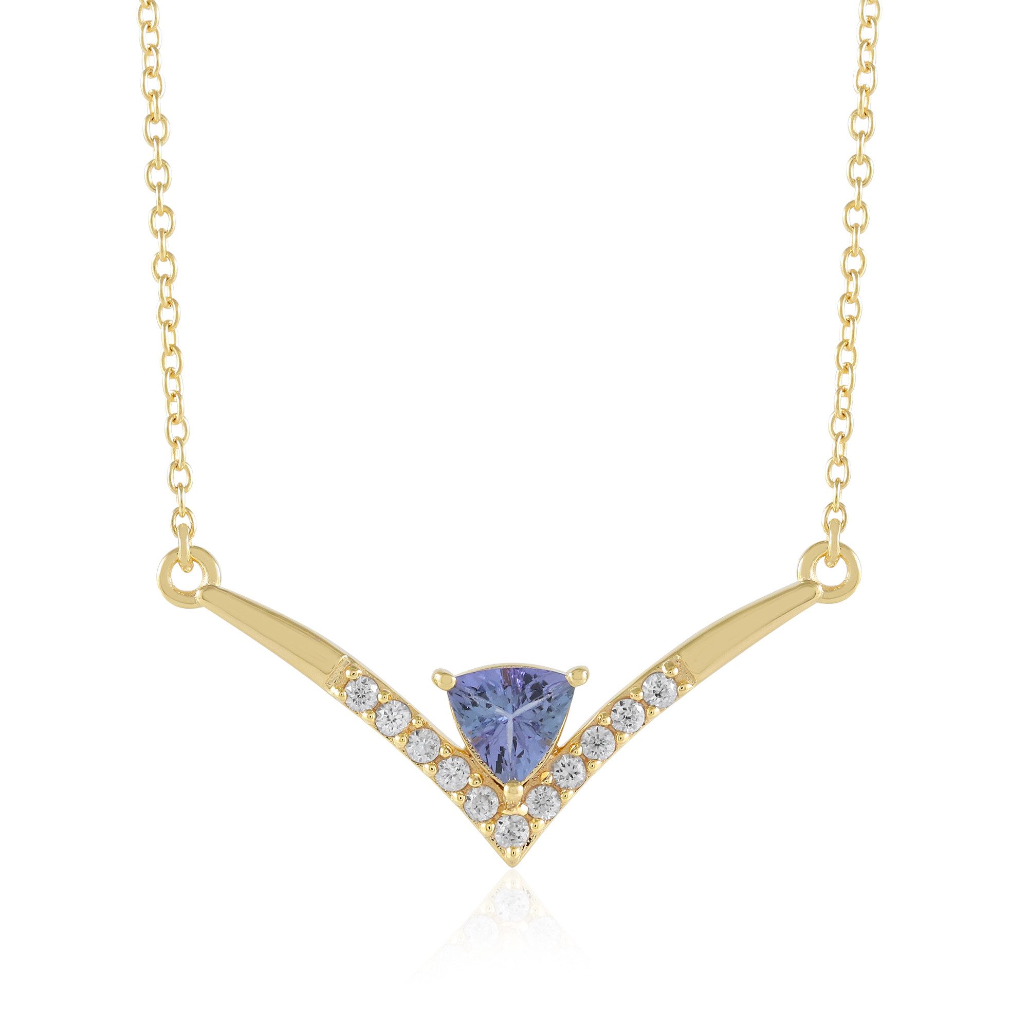 Cavill Silberkette Tansanit Trilliant Vermeil Halskette (1-tlg)