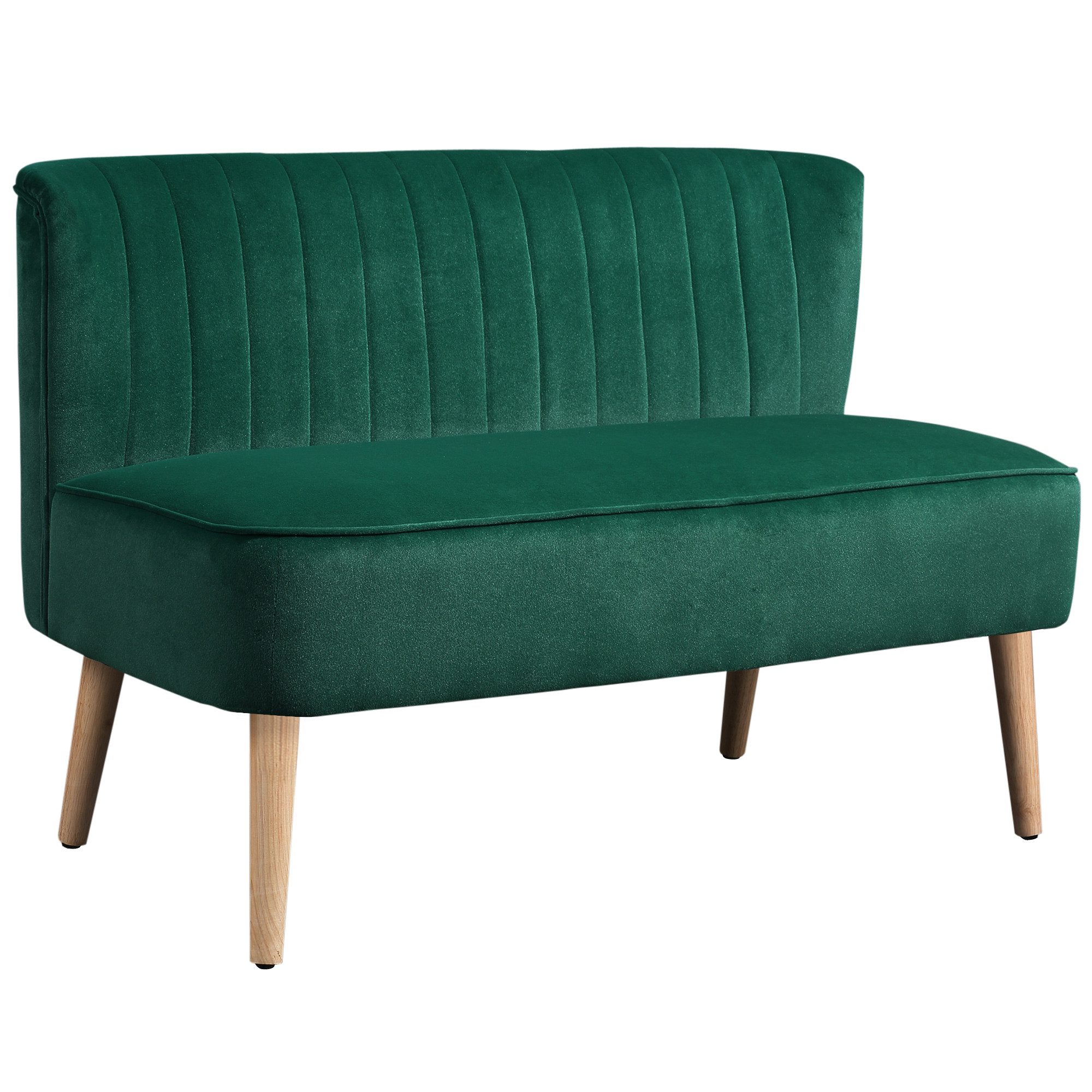 HOMCOM 2-Sitzer Sofa Loveseat mit Leinen-Optik für Schlafzimmer 117x56,5x77cm, Couch 1 Teile, Dunkelgrün 117 x 56,5 x 77 cm