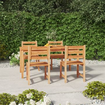 DOTMALL Gartenlounge-Set 5-teiliges Garten-Ess-Set aus Massivholz Teak,mit Garten-Tisch