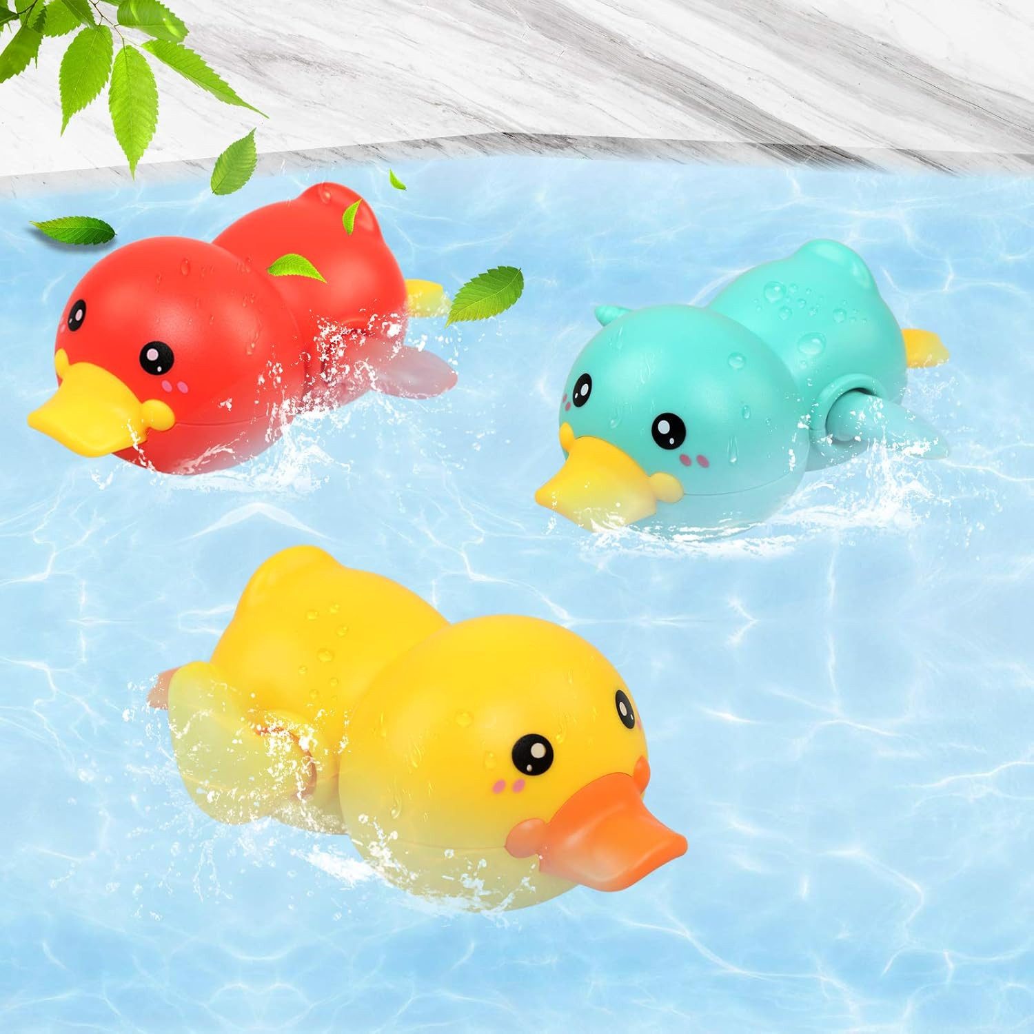 FELIXLEO Badesitz Badewannen Spielzeug Baby schwimmend 3er Aufzieh Wasserspiel Kinder (3-tlg)