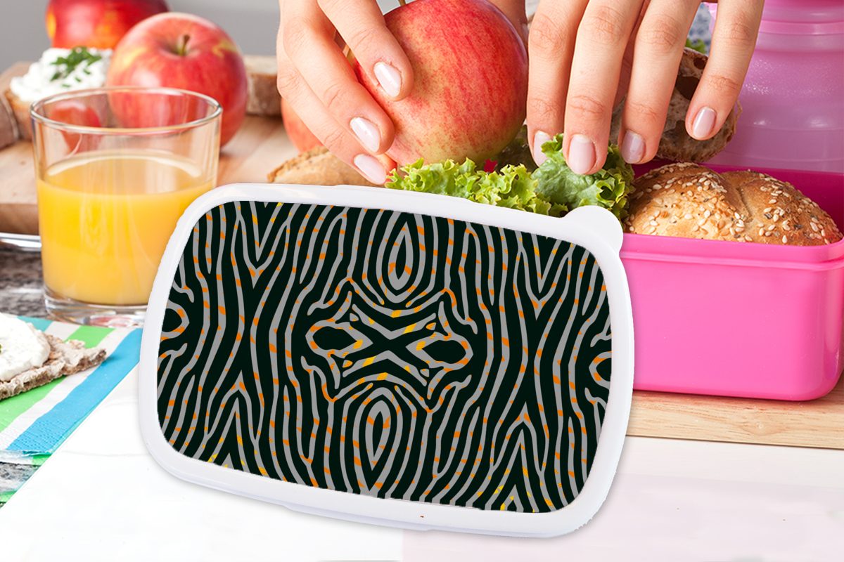 MuchoWow Lunchbox rosa (2-tlg), - Muster, Snackbox, Kinder, Tiermuster für Kunststoff Erwachsene, - Kunststoff, Brotdose Mädchen, Zebra Brotbox