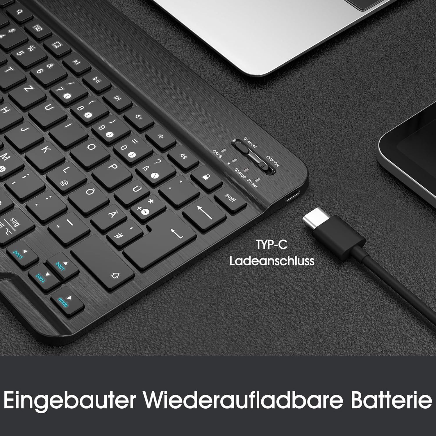 Fintie Ultradünn Bluetooth Tastatur, deutsche Layout QWERTZ Tablet-Tastatur (für iPad Air/Pro/Mini/iPad 10.9/10.2/9.7/iPhone/Samsung/Android)