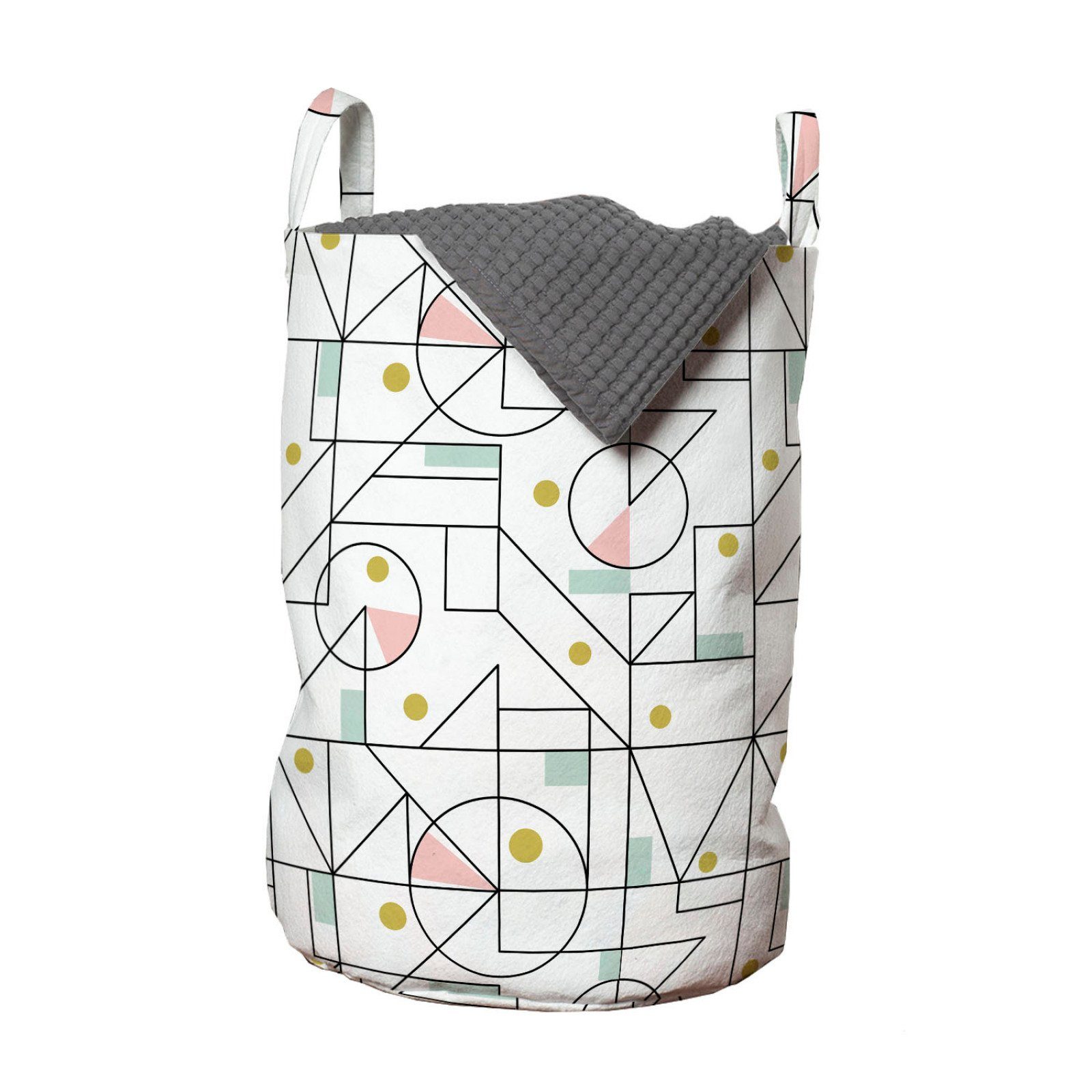 Abakuhaus Wäschesäckchen Wäschekorb mit Griffen Kordelzugverschluss für Waschsalons, Geometrisch Formen mit Tupfen