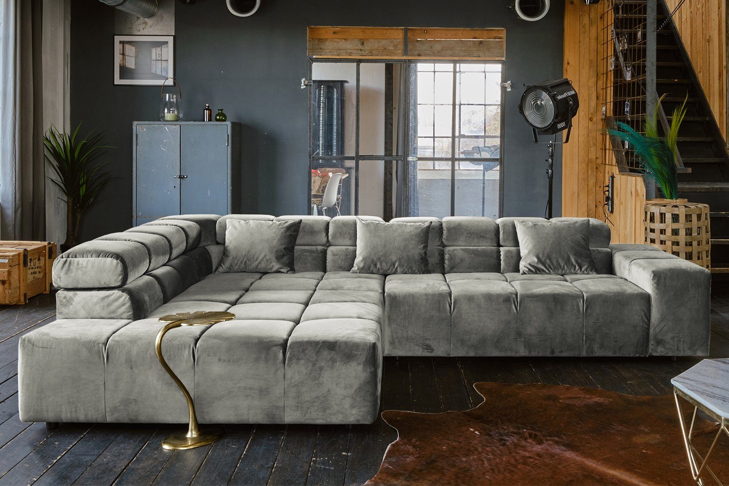 Farben versch. NEVADA, KAWOLA und silber Velvet, Sofa Ecksofa Ausführungen versch.