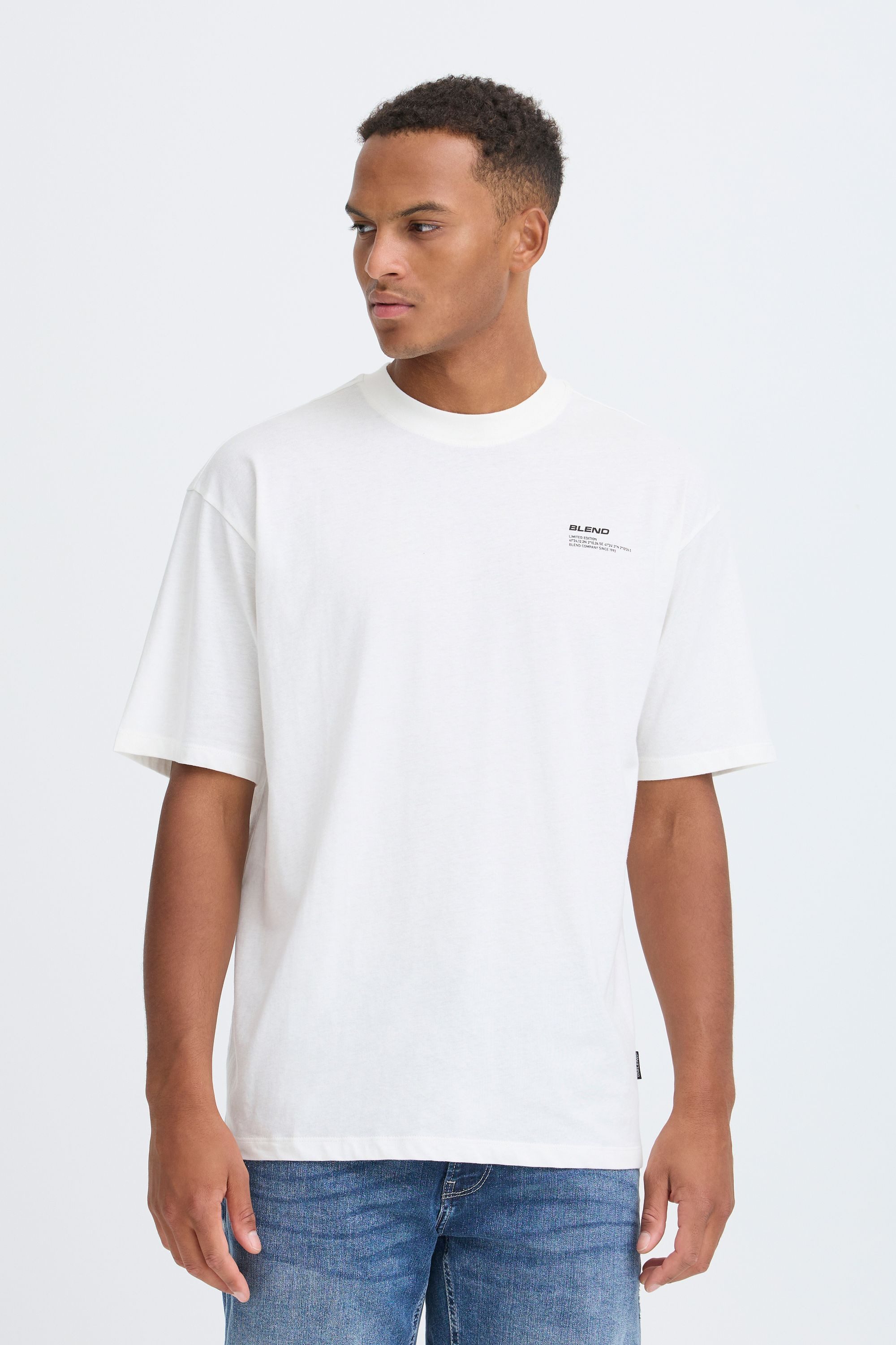 Blend Rundhalsshirt BHFloa Lässiges T-Shirt mit Backprint