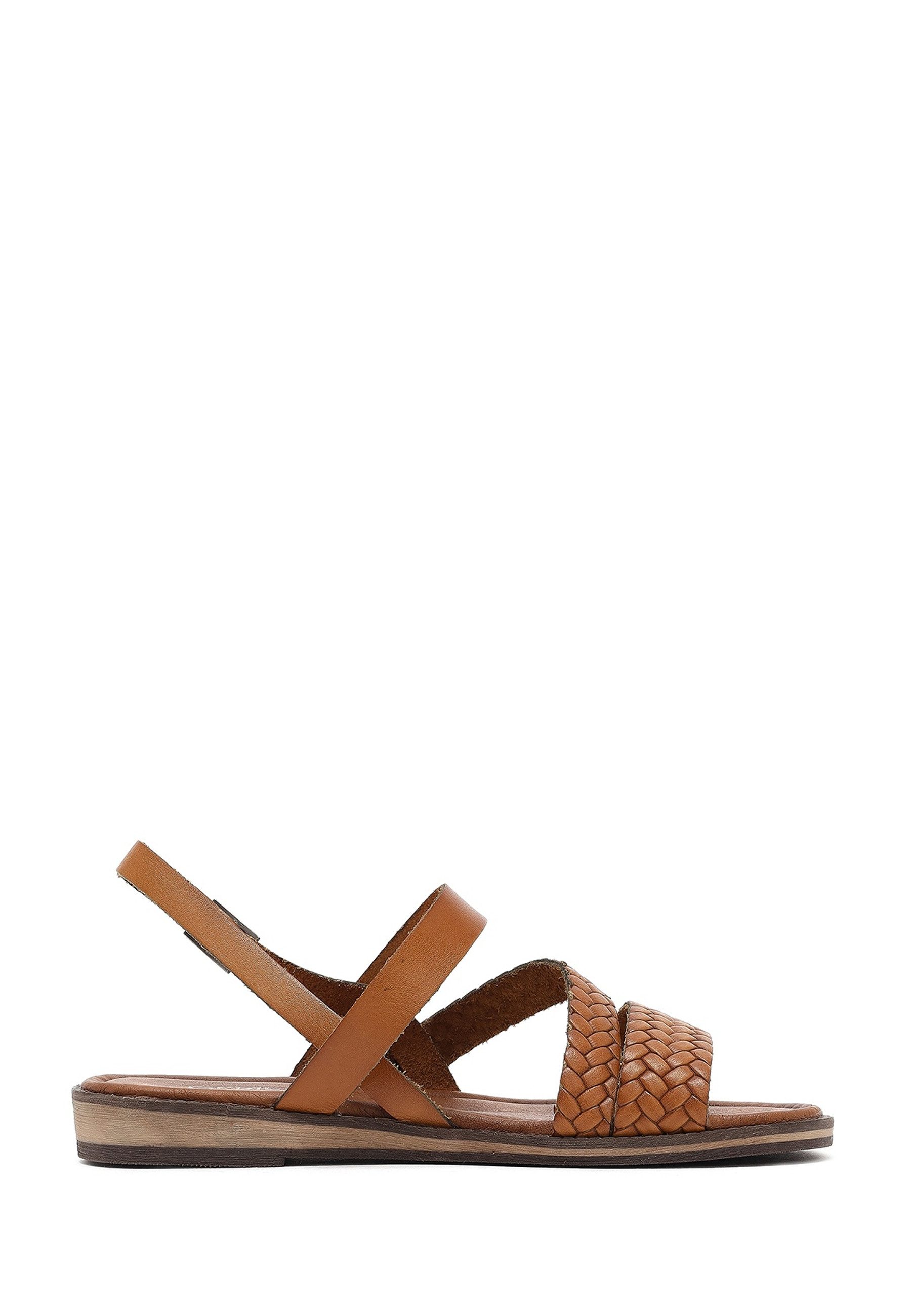 Derimod Sandalen aus Leder Sandale Echtes Leder, Geflochtene Riemen, Schnallenverschluss, TPU-Sohle
