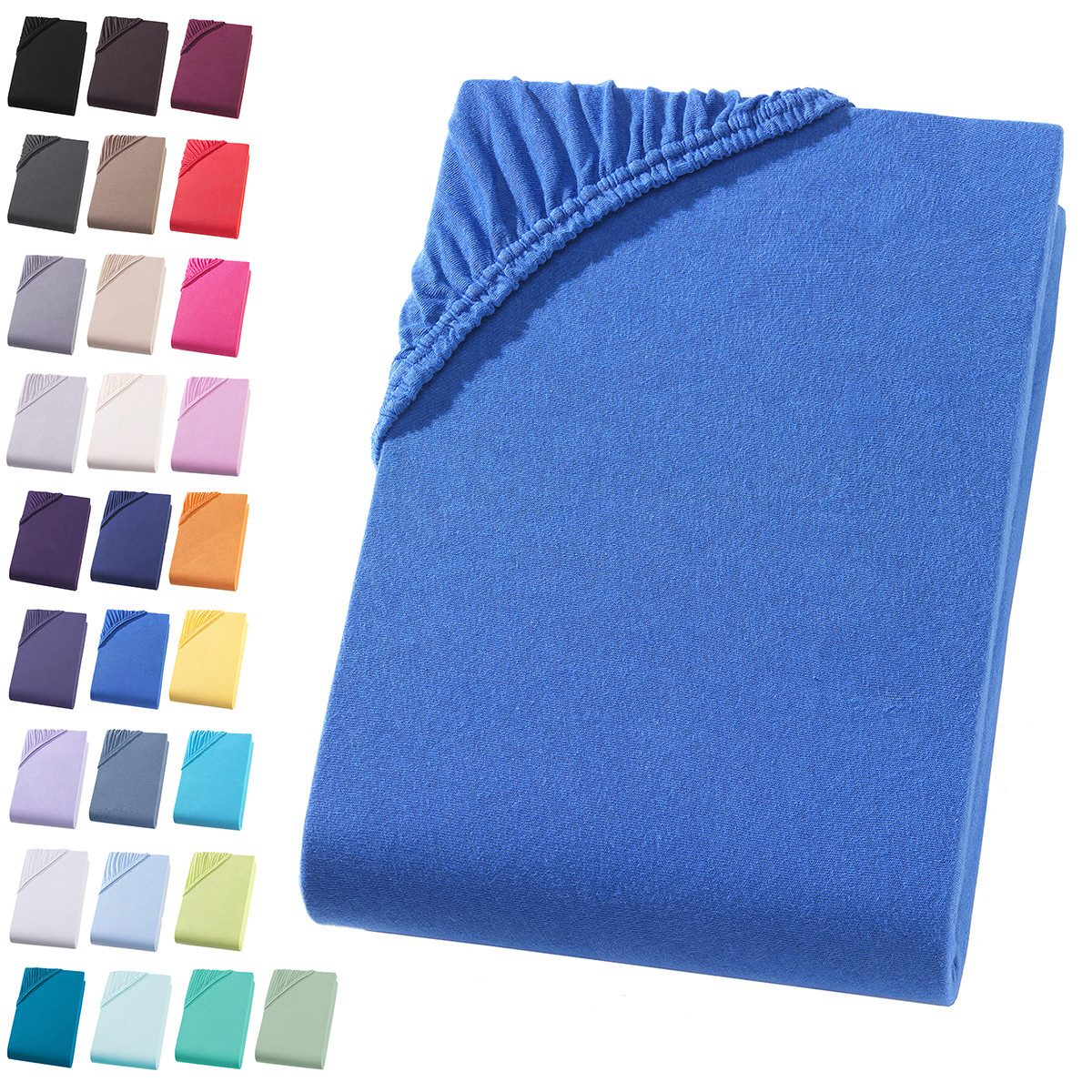 Visaggio Spannbettlaken Jersey aus 100% Baumwolle Spannbetttuch Bettlaken, Jersey, Gummizug: rundum, Spannbettlaken, für Matratzenhöhen bis 22 cm, Steghöhe 30 cm