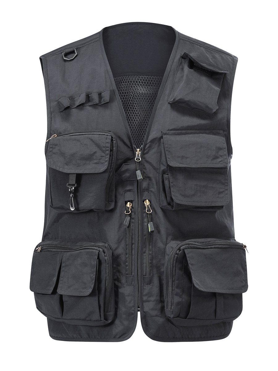 YOUTHUP Anglerweste Herren Outdoor Weste Multi Taschen Netz Anglerweste