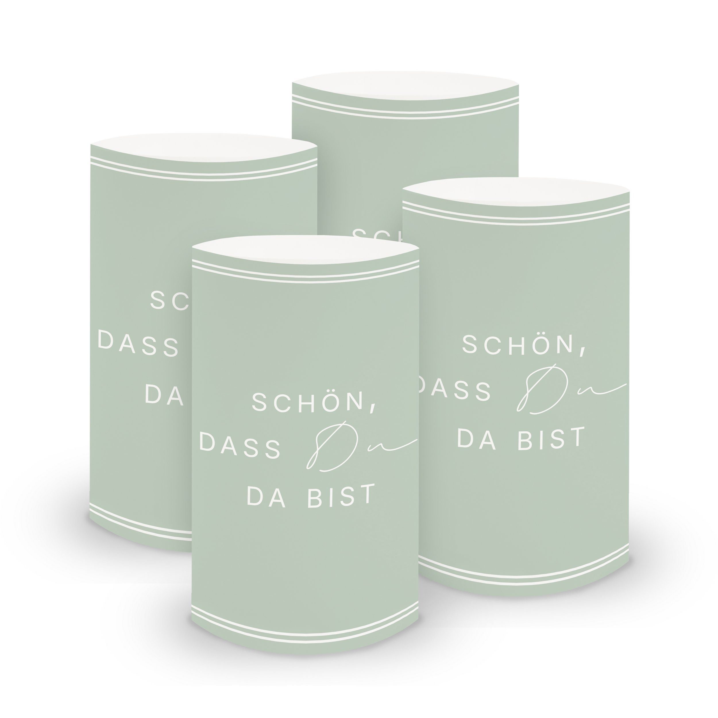 itenga Windlicht ITENGA 6x Windlichter Schön dass du da bist V3 eukalyptus grün