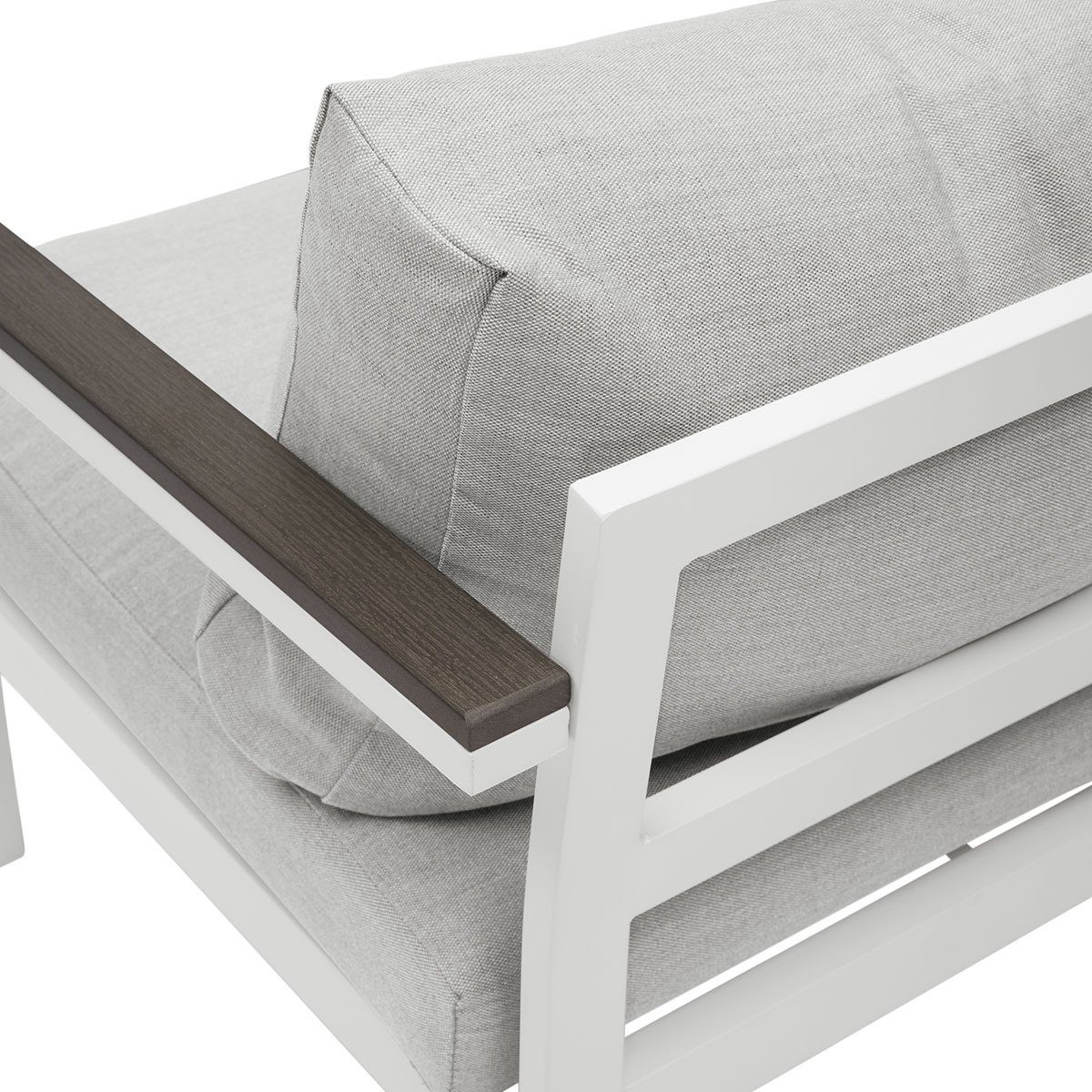 Aluminium Gartentisch Grau / Weiß mit Gartenfreude Stoff Sessel wasserabweisenden Kissen (1-St), Ambience