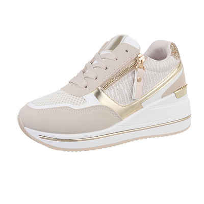 Ital-Design Damen Freizeit Sneaker (86344895) Keilabsatz/Wedge Sneakers Low in Beige