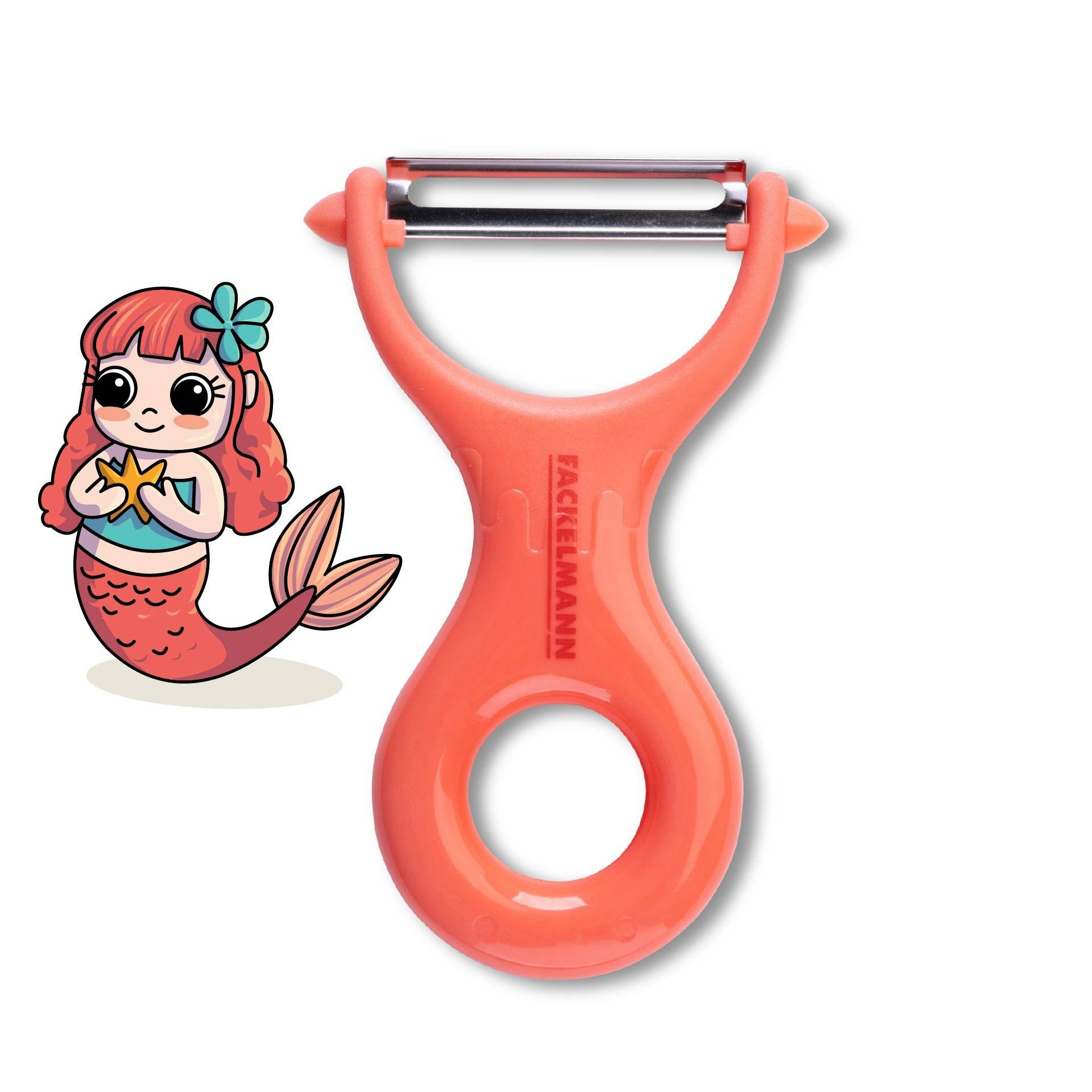 FACKELMANN Kinderbesteck Mini Schäler, Gemüseschäler, Obstschäler, Ergonomischer Griff