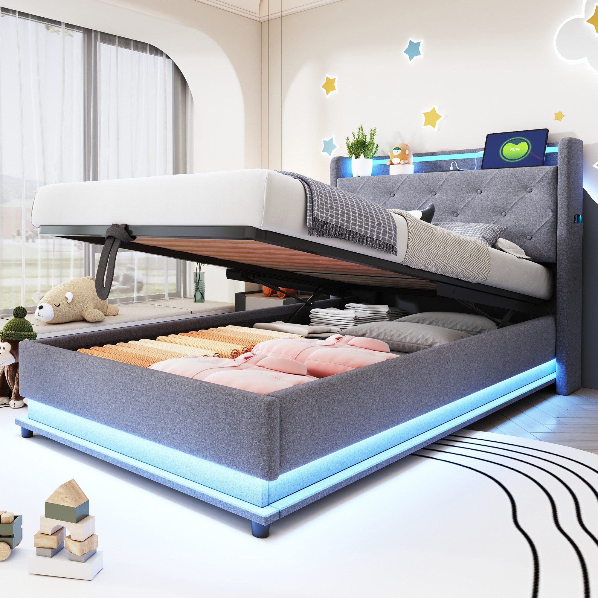 HAUSS SPOLE Polsterbett 90x200cm mit farbwechselnden günstig online kaufen