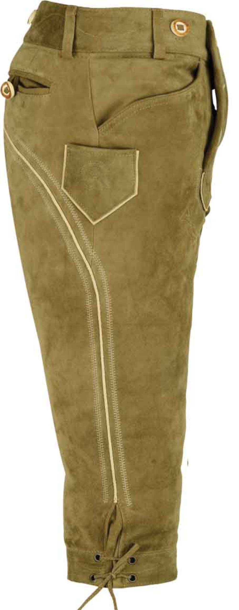 Fuente Leather Wears Trachtenlederhose Herren Kniebundlederhose, Trachten Lederhose mit Träger, Wildbock