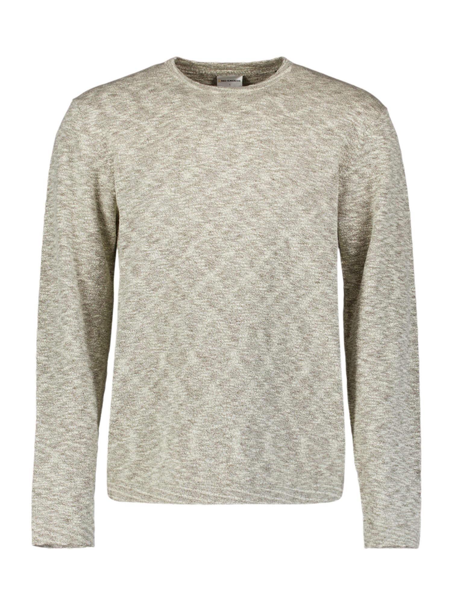 NO EXCESS Strickpullover Men's natur,Casual,Baumwolle,Allover-Print,Rundhals,Lang,Regular Fit