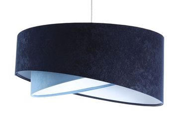 Licht-Erlebnisse Pendelleuchte MARLON, ohne Leuchtmittel, Stoff Metall D: 50 cm E27 Weiß Marineblau Hellblau Wohnzimmer Modern