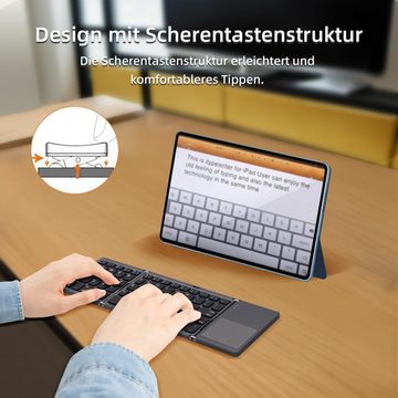 Gontence Faltbare Tastatur Bluetooth 5.0 mit Touchpad, Tragbare Ultra-Slim-Bluetooth-Tastatur (Kabellose Tastatur für Tablet/Handy/PC/iOS/Android/MacOS/Windows)