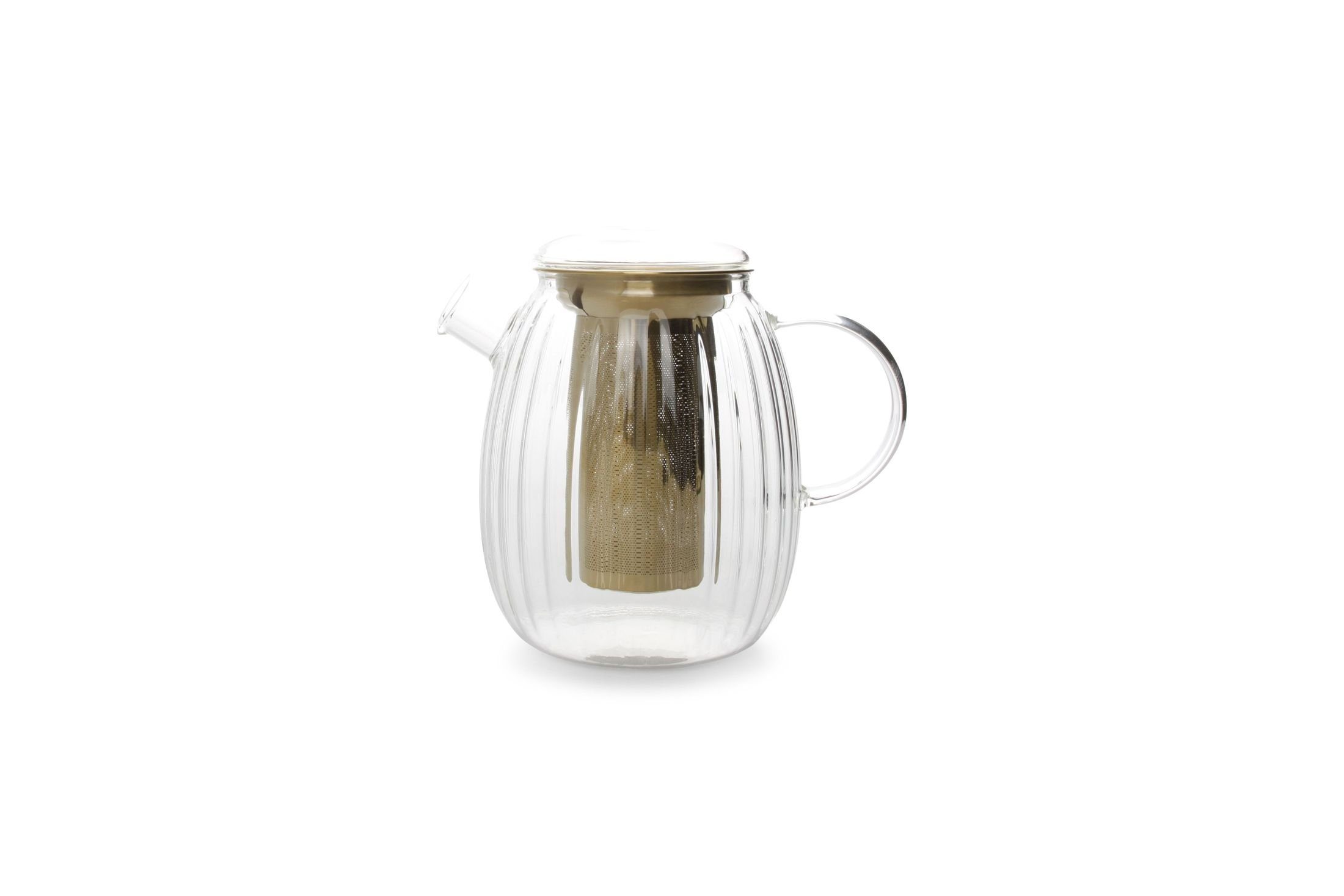 Asphald Teekanne Glas-Teekanne mit Thermo Effekt inkl. Goldsieb 1000ml für losen Tee, 1 l, (Set), Gold Sieb