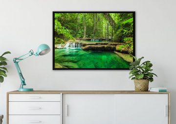 Pixxprint Leinwandbild Tropischer Fluss, Wanddekoration (1 St), Leinwandbild fertig bespannt, in einem Schattenfugen-Bilderrahmen gefasst, inkl. Zackenaufhänger