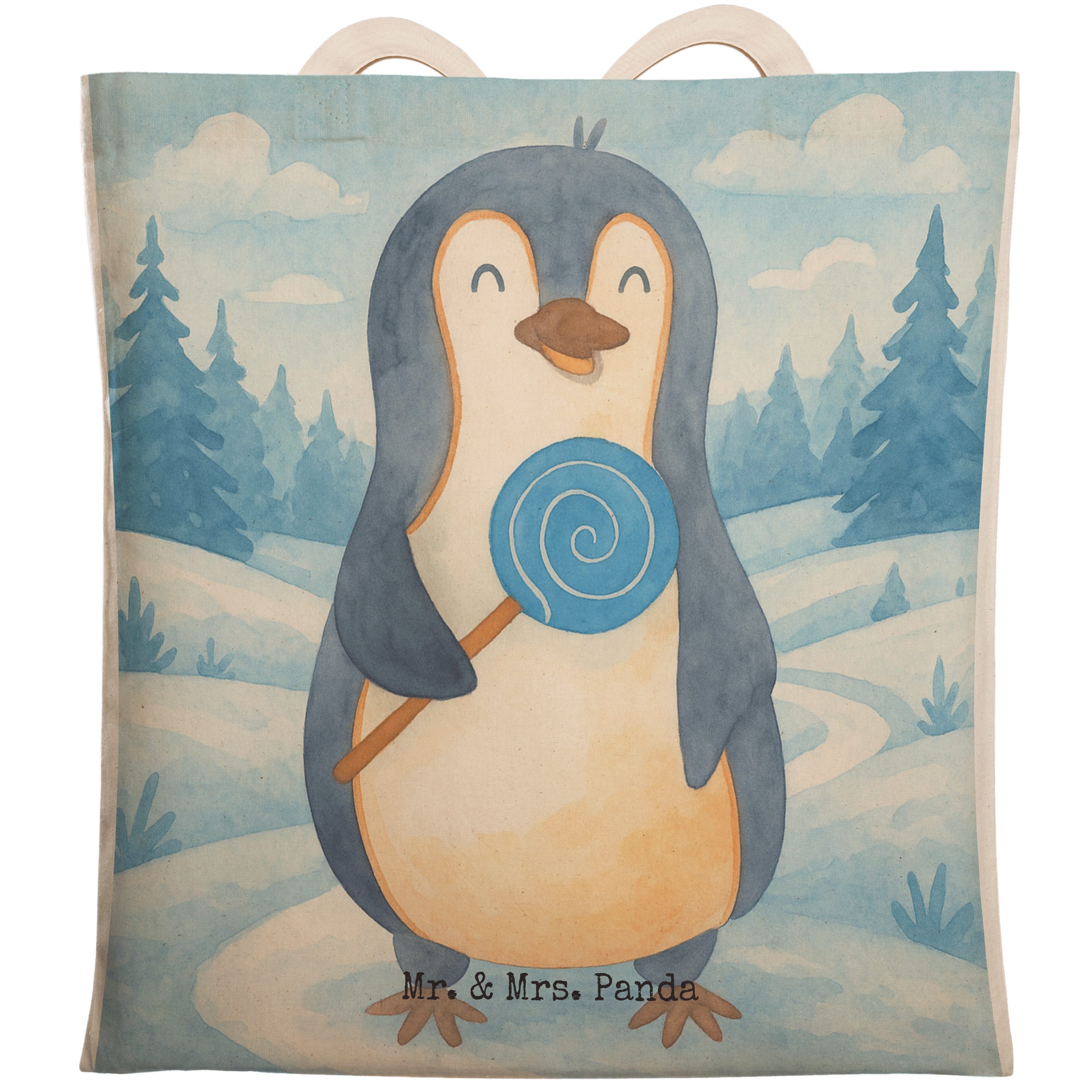 Tragetasche Pinguin Lolli Design, Stoffbeutel, Weiß, Heißhunger, Tragetasche, Süß