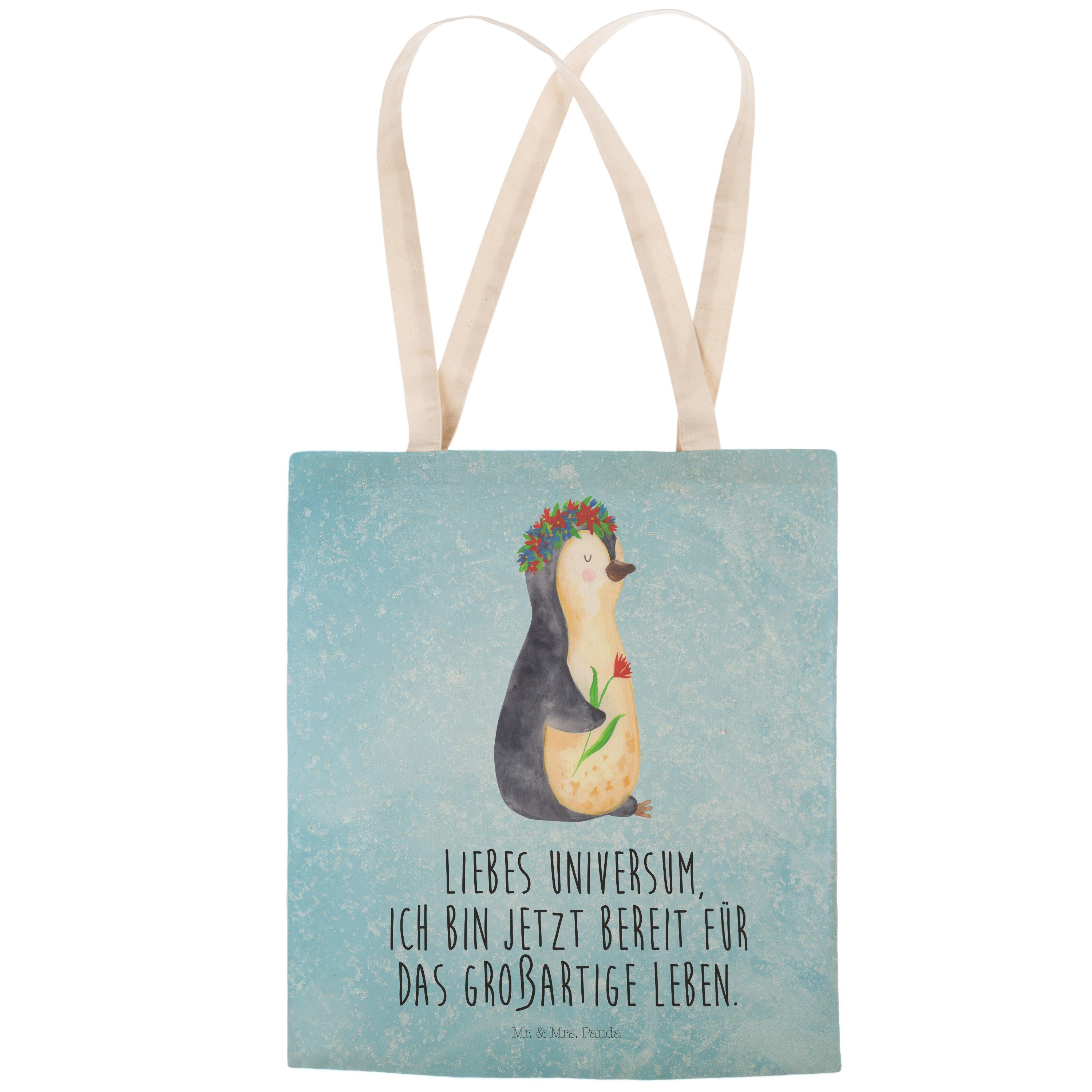 Pinguin Panda Eisblau (1-tlg) Blumenkranz Mrs. Tragetasche - Stofftasche, Mr. Unive & Geschenk, - Shopper,