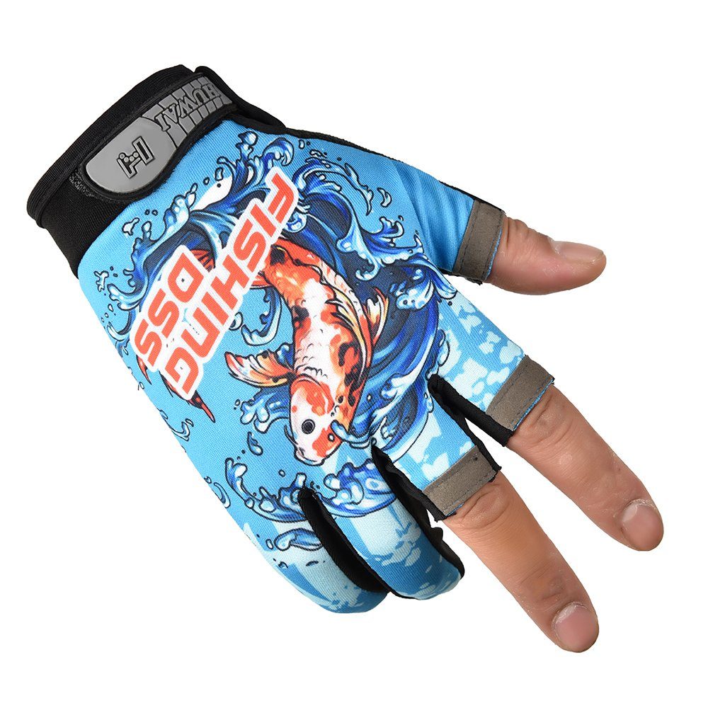 Sunicol Angelhandschuhe Angeln Handschuhe, Atmungsaktiv, trocknend Rutschfest, #1 Schnell Elastisch Blau