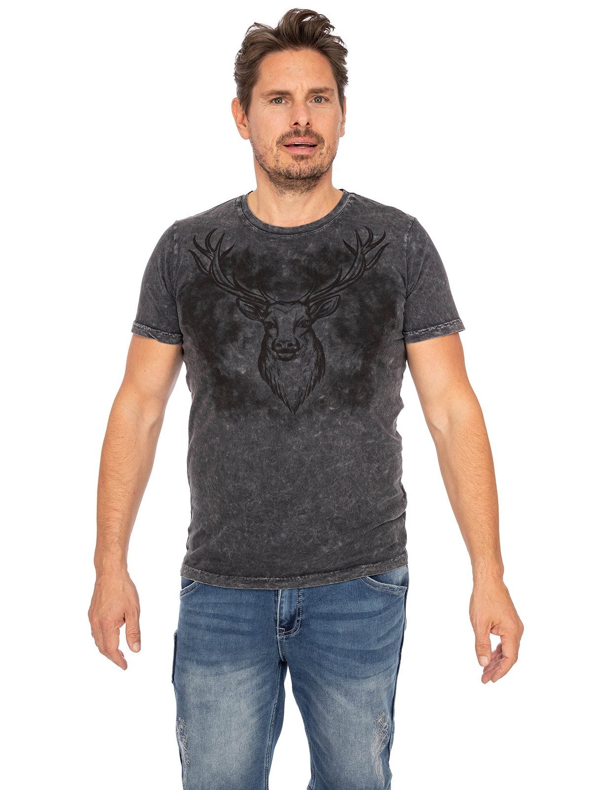 Almsach Trachtenshirt CO T-Shirt schwarz 2511