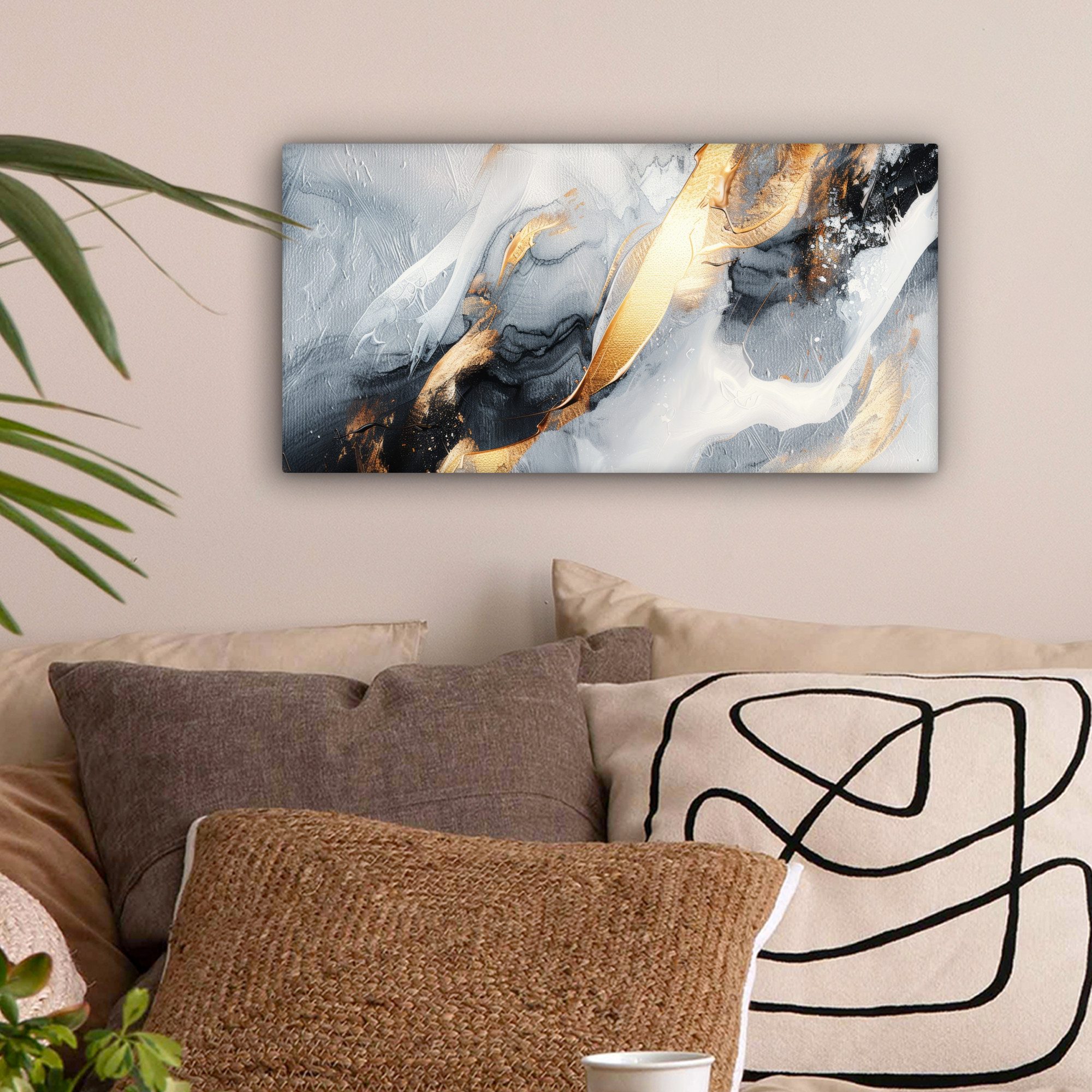 OneMillionCanvasses® Leinwandbild Panorama Abstrakt - Gold günstig online kaufen