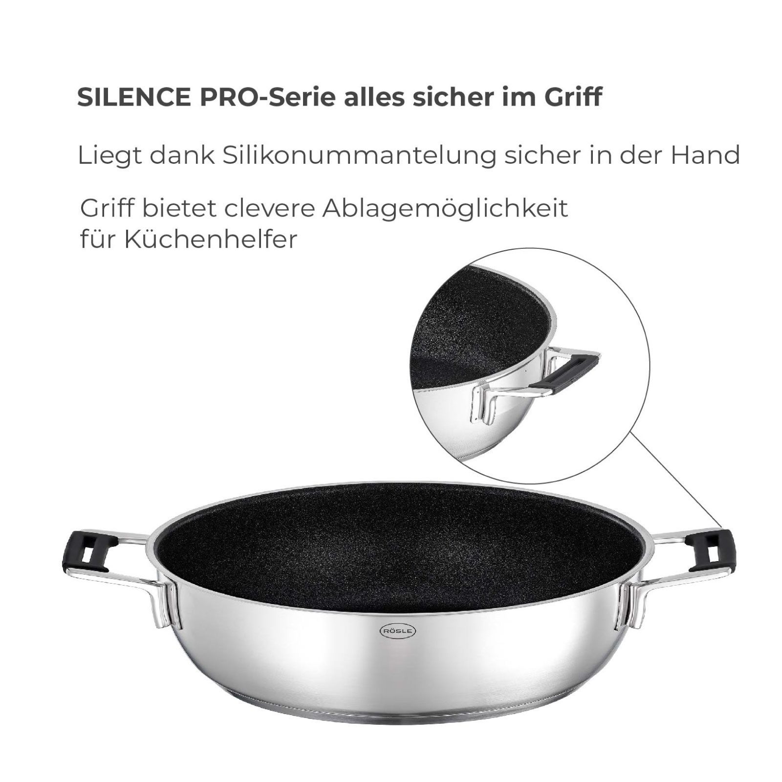 RÖSLE Bratpfanne RÖSLE 13616 Servierpfanne SILENCE PRO Ø 28 cm ProResist mit Deckel – Bild 4 von 5