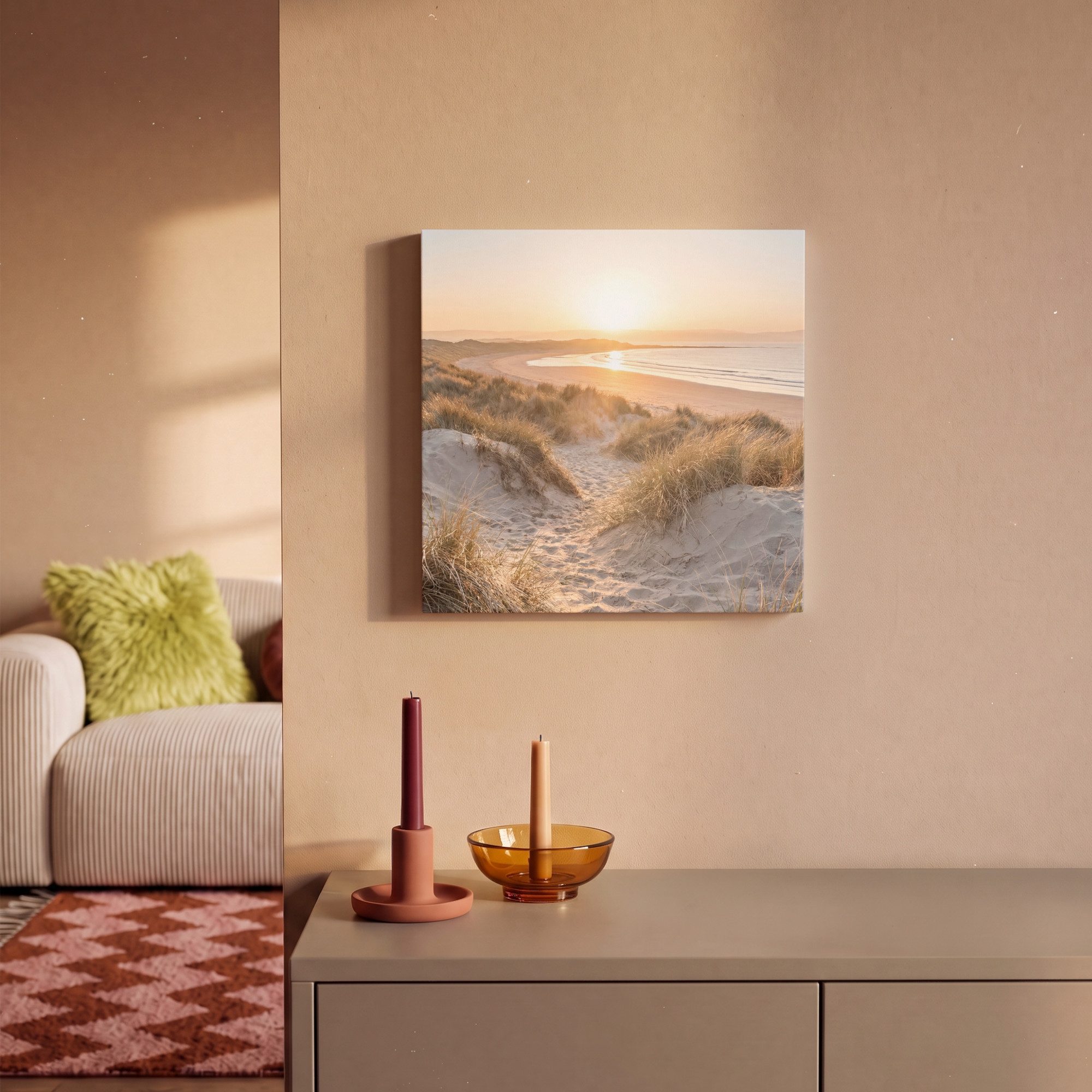 OneMillionCanvasses® Leinwandbild Dünen - Strand - Meer, Fotodruck (1 St), Wandbild, Deko Schlafzimmer Wohnzimmer Flur 20x20 cm – Bild 2 von 5