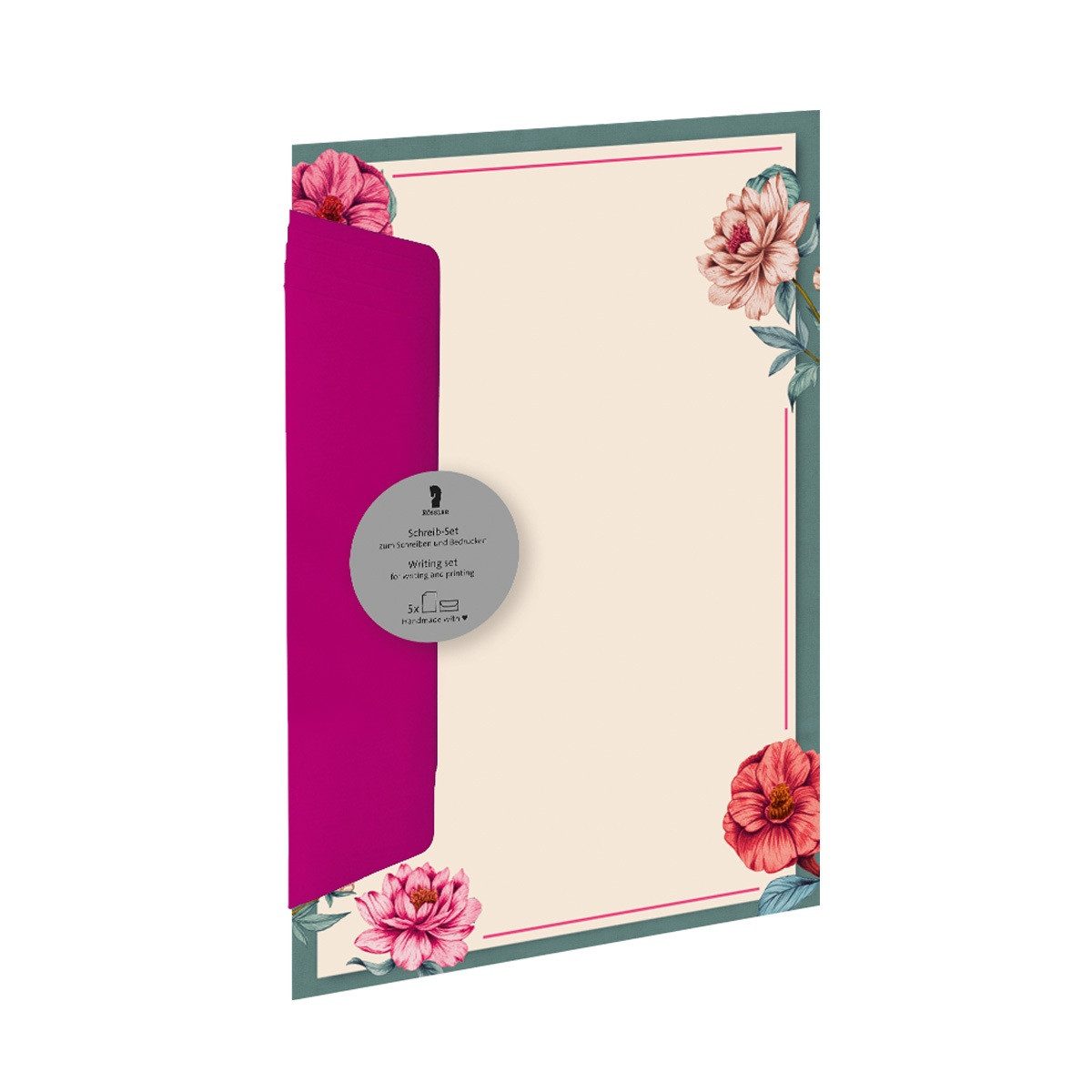 Rössler Briefpapier RÖSSLER Briefpapier Set Valentina 5 Blatt DIN A4