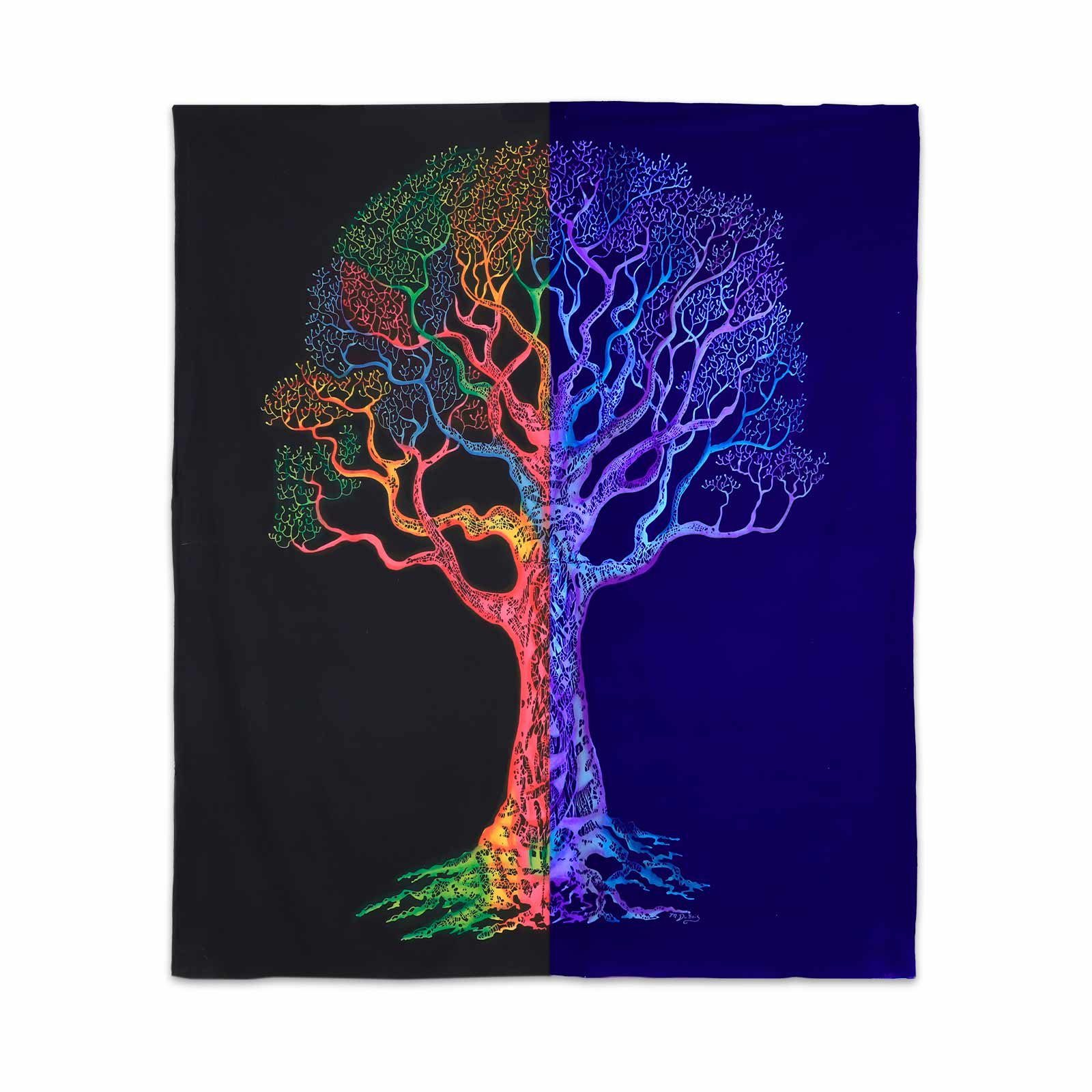 KUNST UND MAGIE Wandteppich Wandbehang Poster Dekotuch Wandteppich bunter Baum Poster ca 105x73 cm