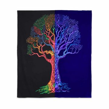 Wandteppich XL Tagesdecke Wandbehang Deko Baum Meditation UV Aktiv ca. 200x240 cm, KUNST UND MAGIE