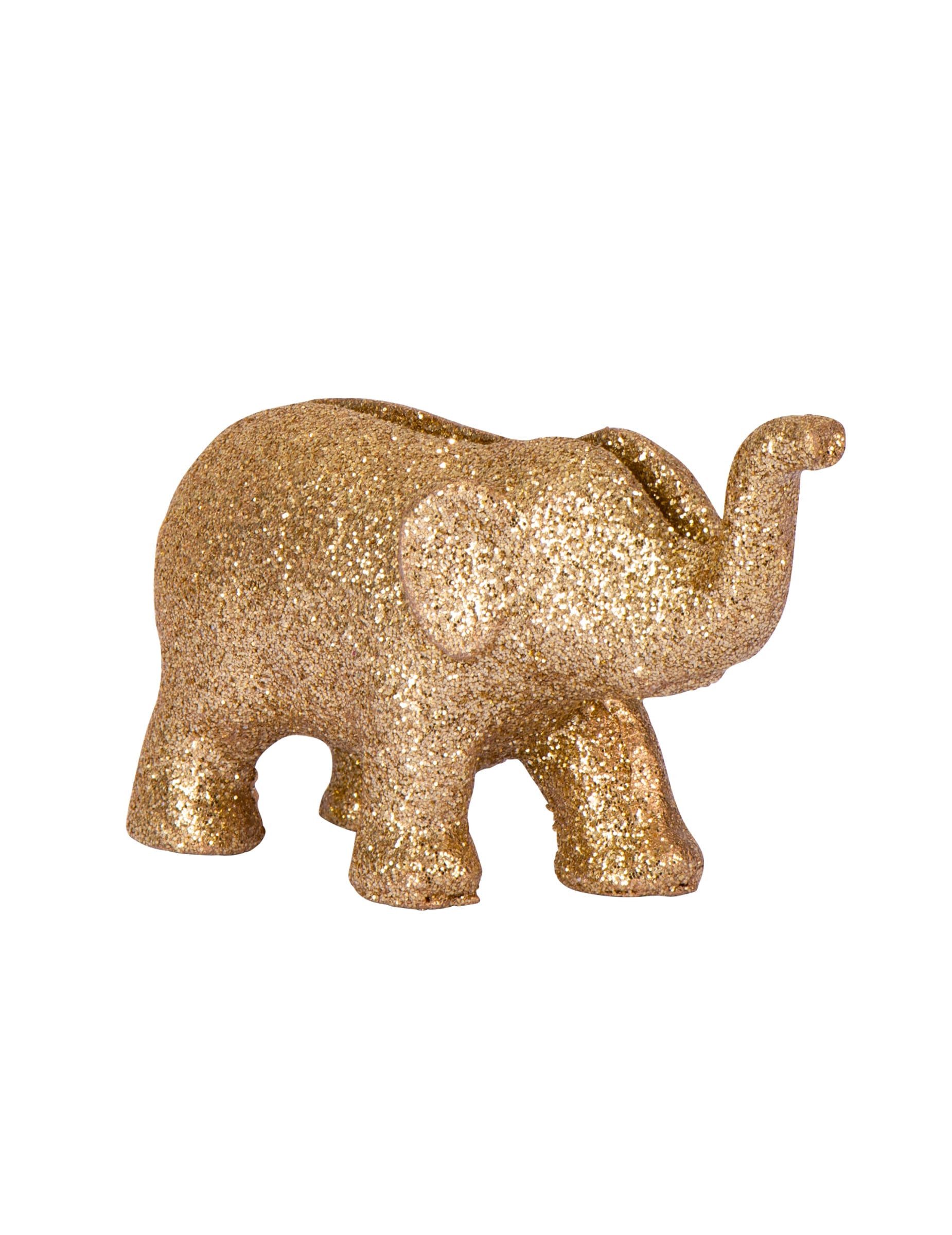 Kostüm 4 Goldene Elefanten-Tischkartenhalter aus Kunstharz 7 x 4 cm Party