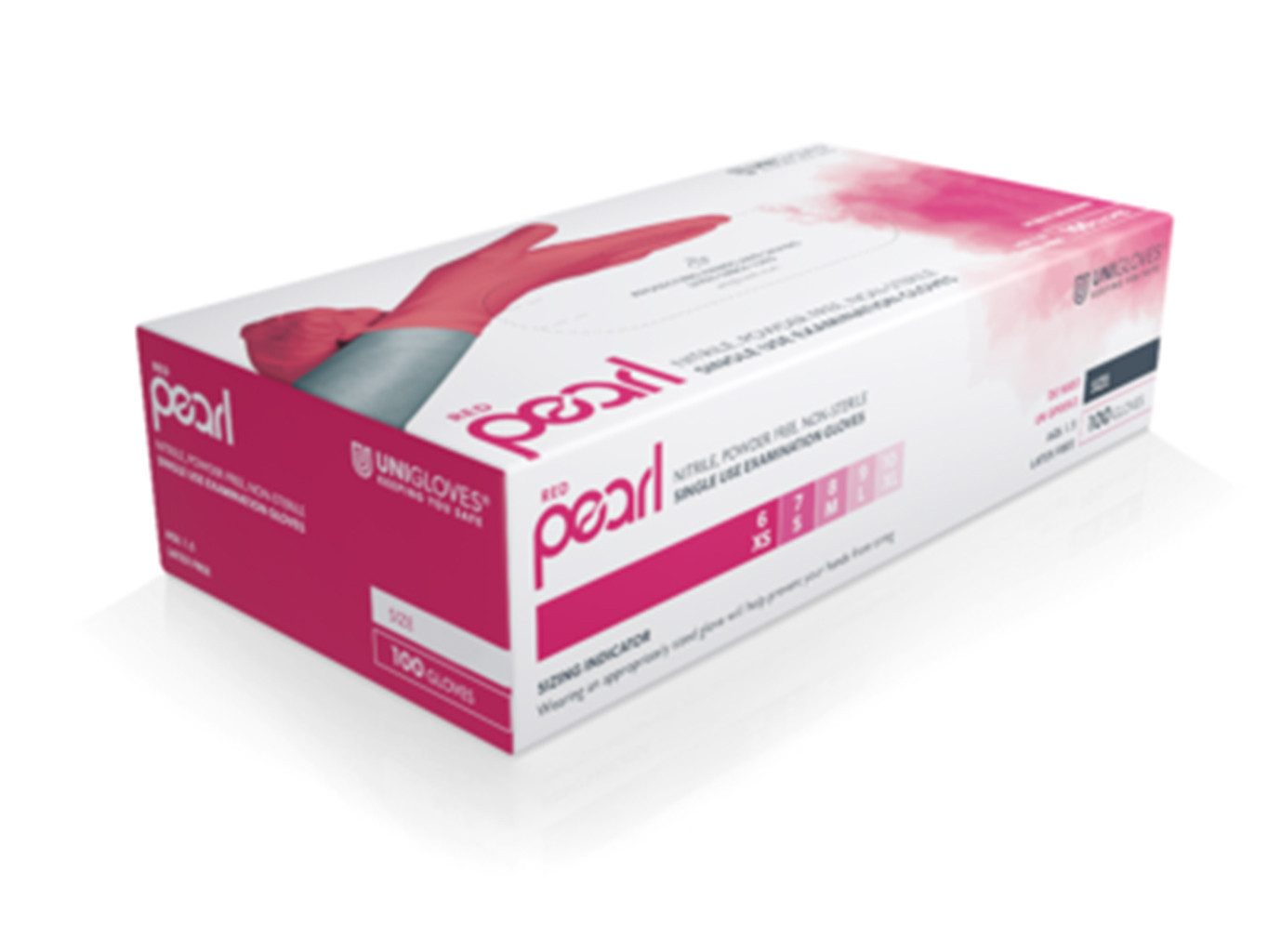 Unigloves® Nitril-Handschuhe Red Pearl (Packung, 100-St) Gr. M (7-8)