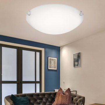 etc-shop LED Deckenleuchte, LED-Leuchtmittel fest verbaut, Warmweiß, LED Deckenleuchte Glas Wohnzimmerlampe Decken Deckenlampe weiß